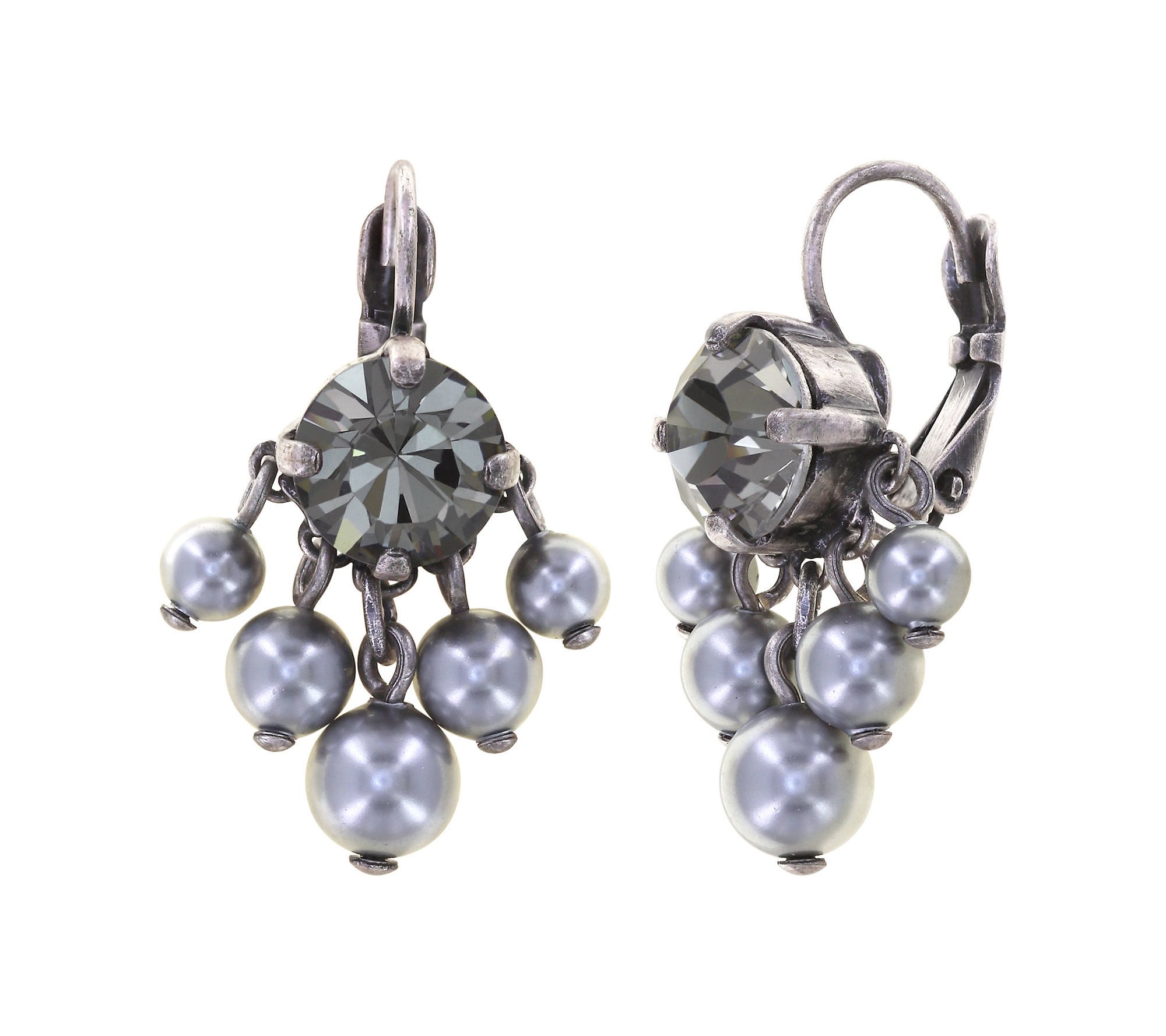 image pour Boucles d'oreilles Eurowire pendantes Pearl Shadow Gris black diamond 