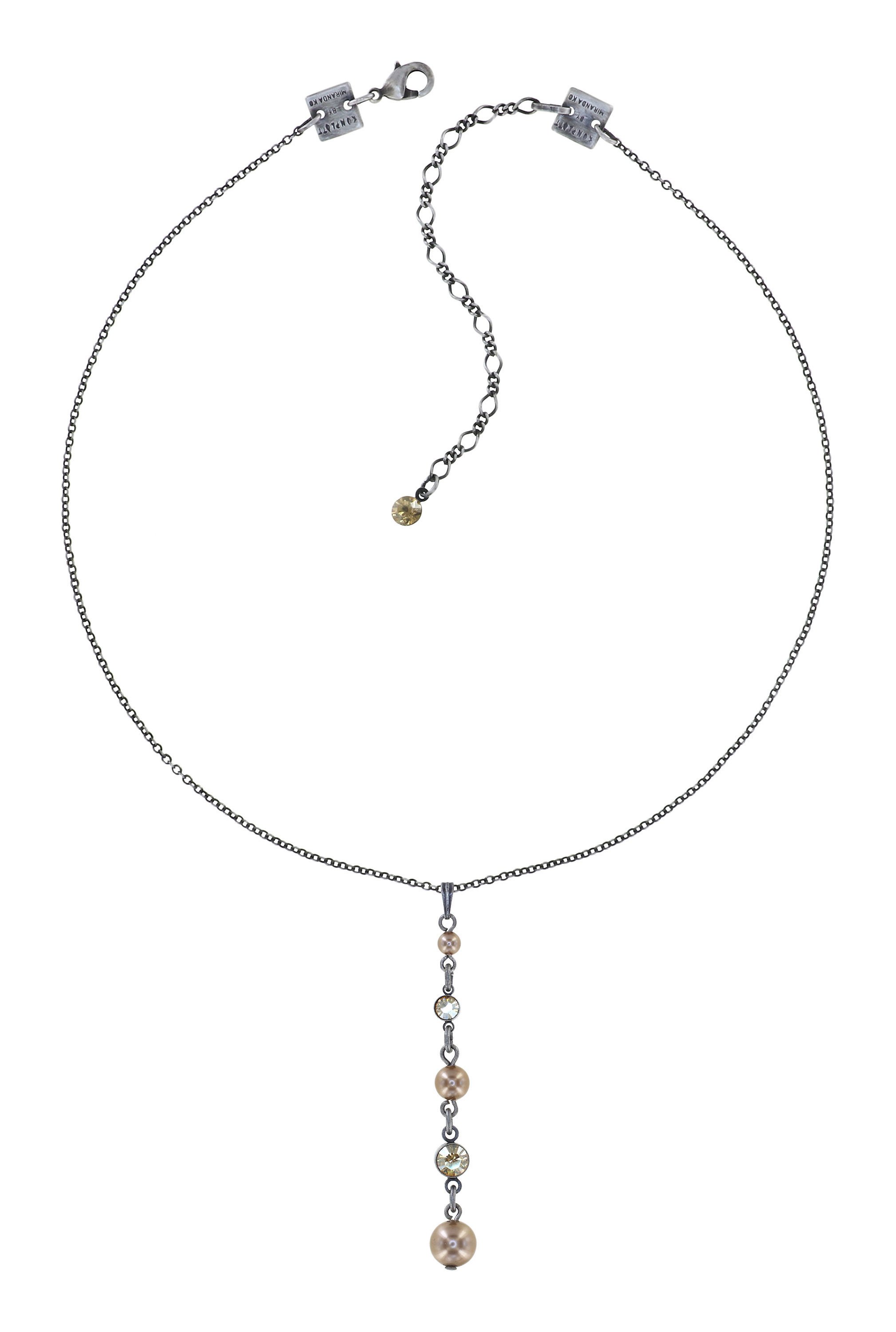 Bild für Halskette mit Anhänger Pearl Shadow Beige Kristall goldener Schatten 