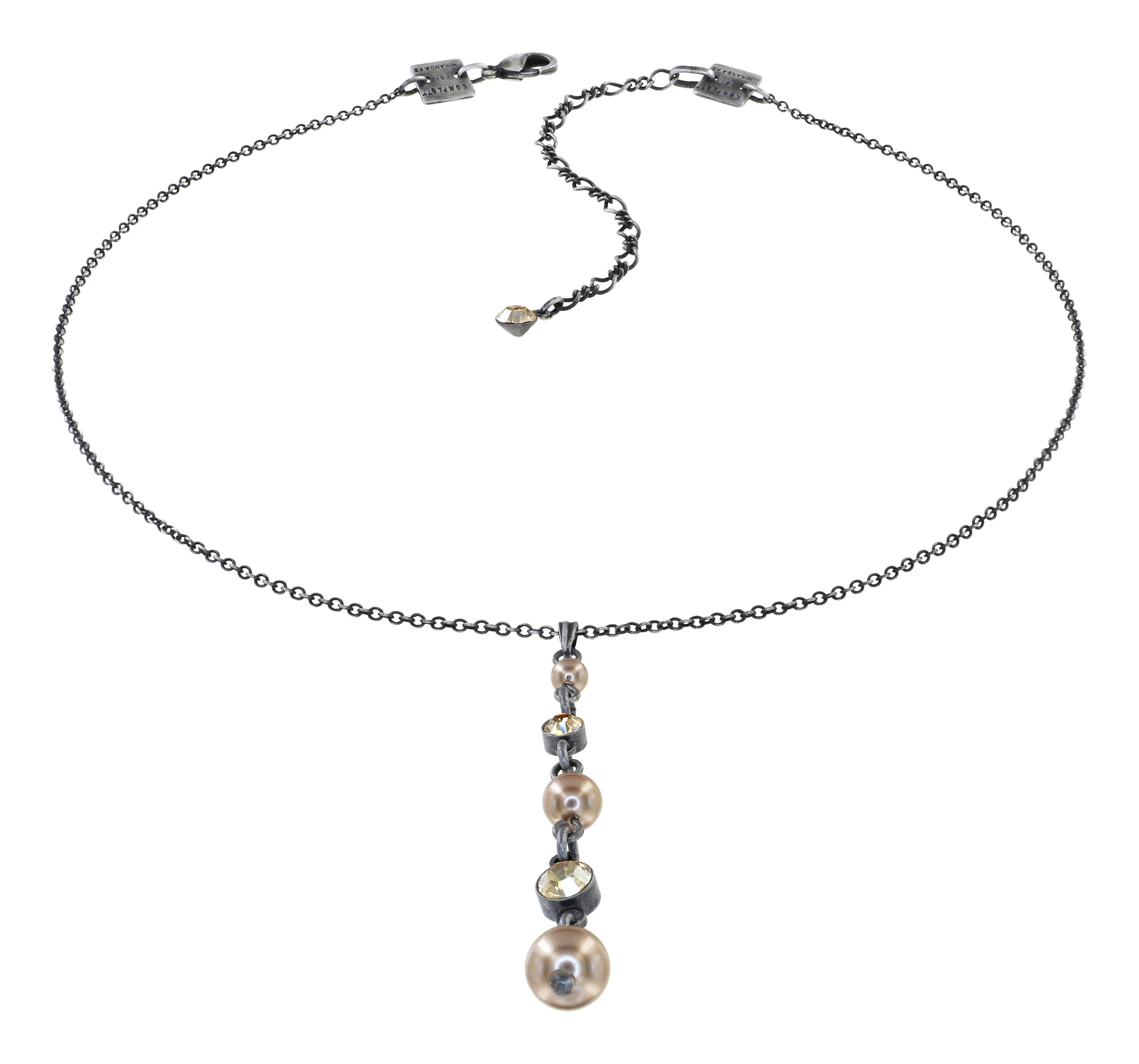 image for Necklace Pendant Pearl Shadow Beige crystal golden shadow 