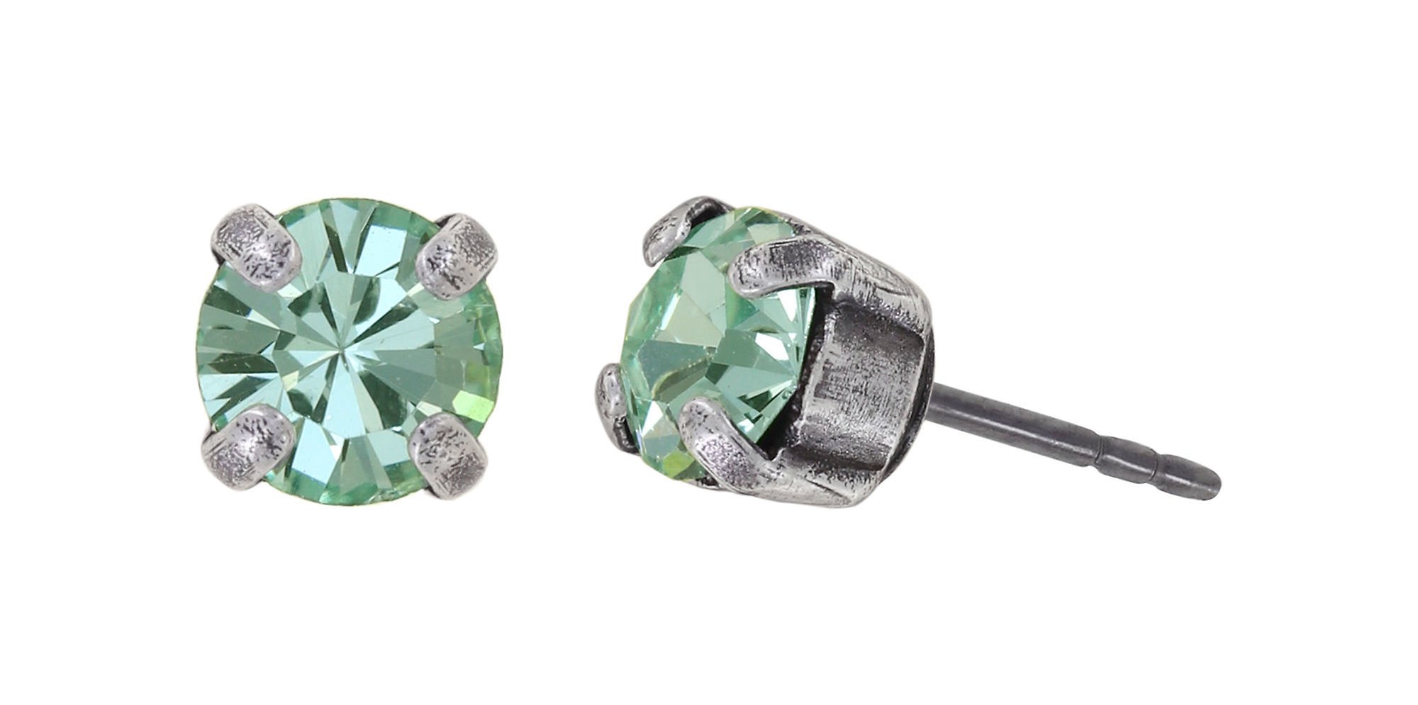 image for Earring stud Black Jack Light Green chrysolite SS 29