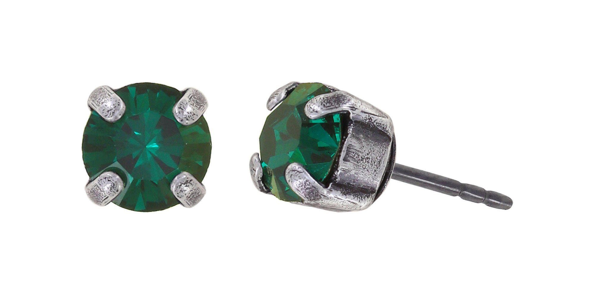 image for Earring Stud Black Jack Green emerald SS 29