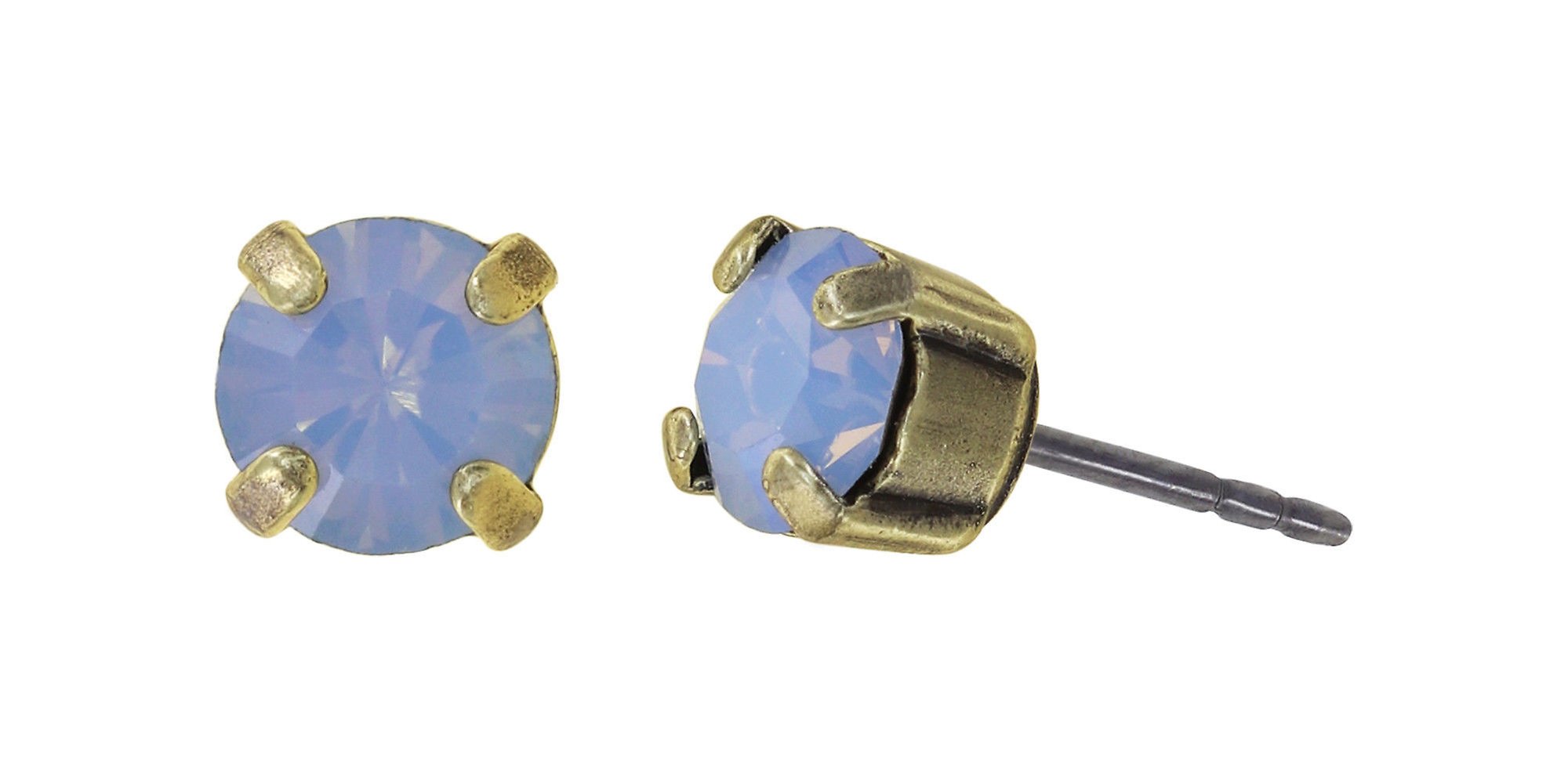 image for Earring Stud Black Jack Light Blue lt. sapphire opal SS 29