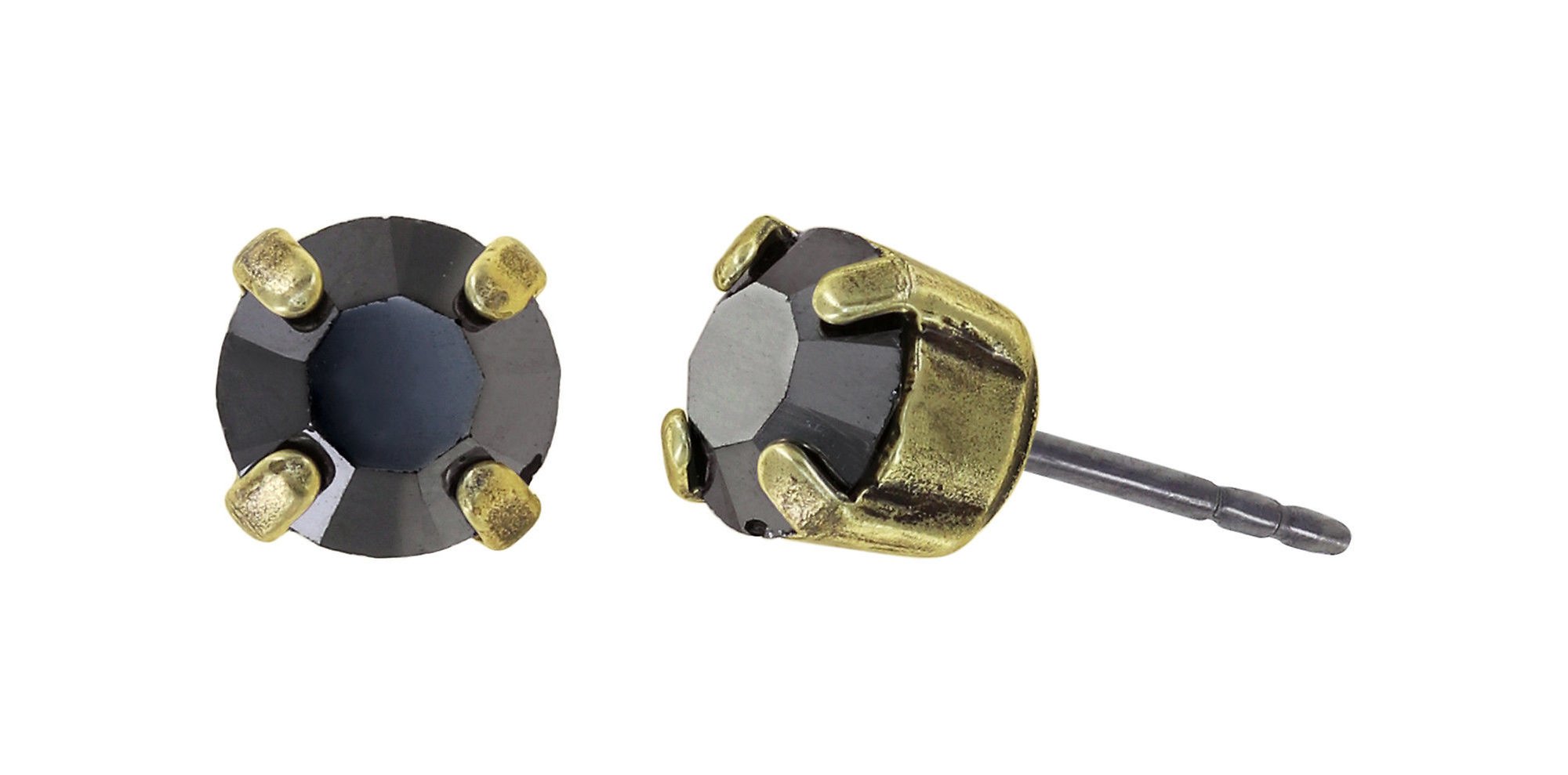 image pour Clou d'oreille Black Jack Noir jet hematite SS 29