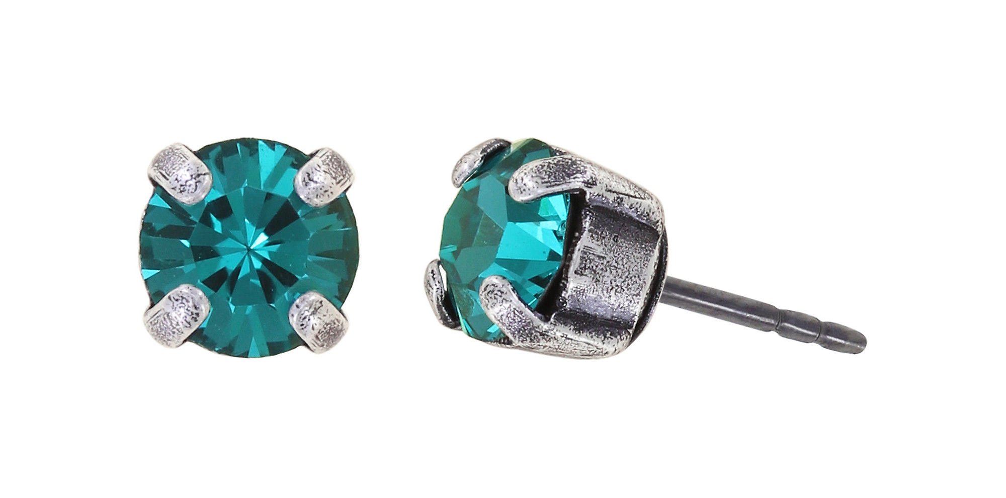 image pour Clou d'oreille Black Jack Vert blue zircon SS 29