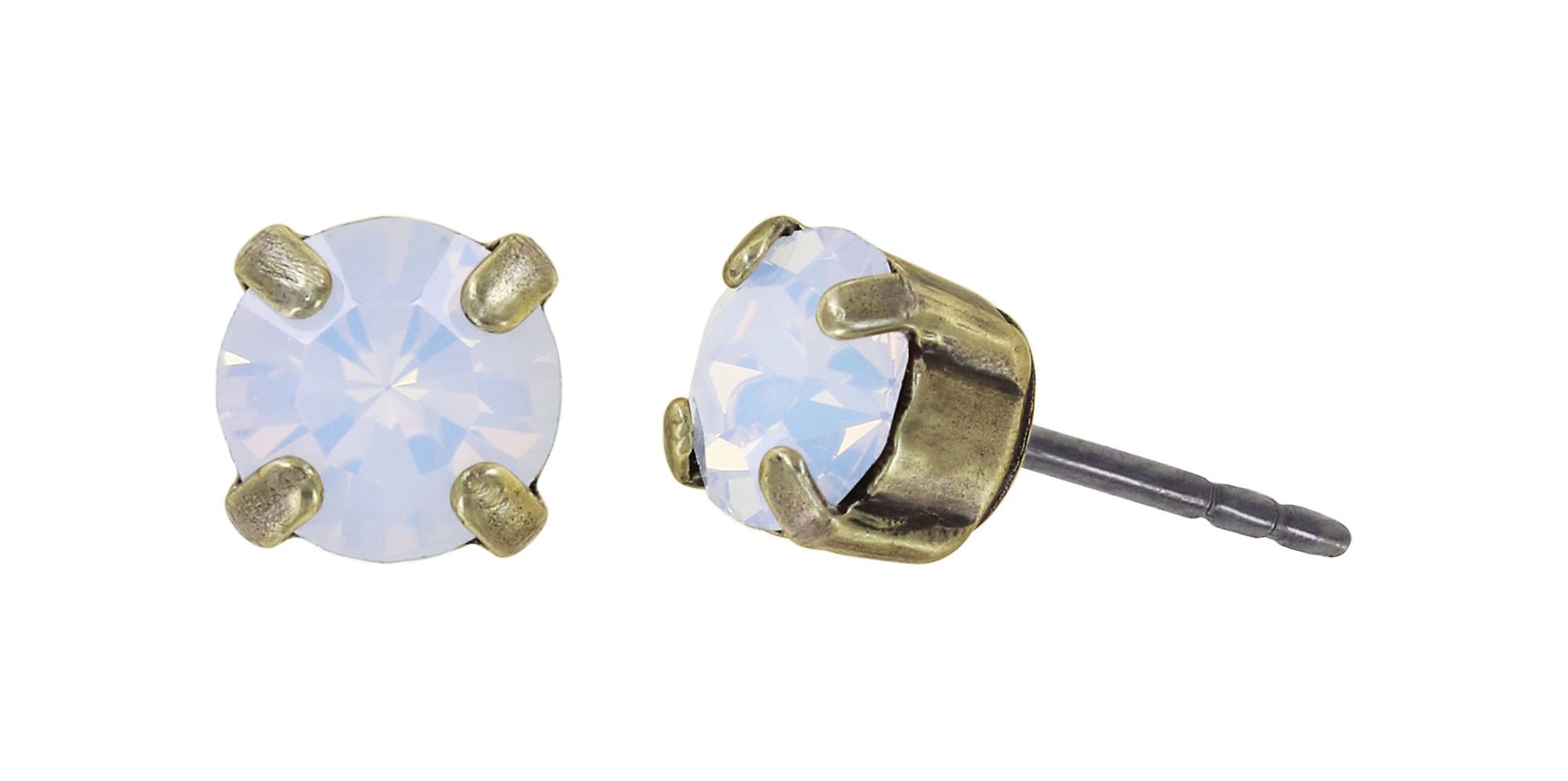 image for Earring Stud Black Jack White white opal SS 29