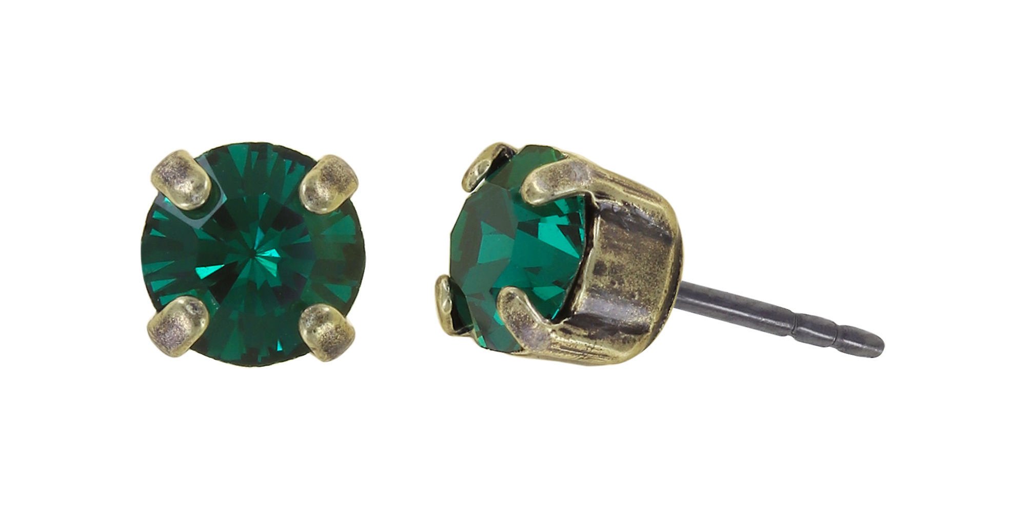 image for Earring Stud Black Jack Green emerald SS 29