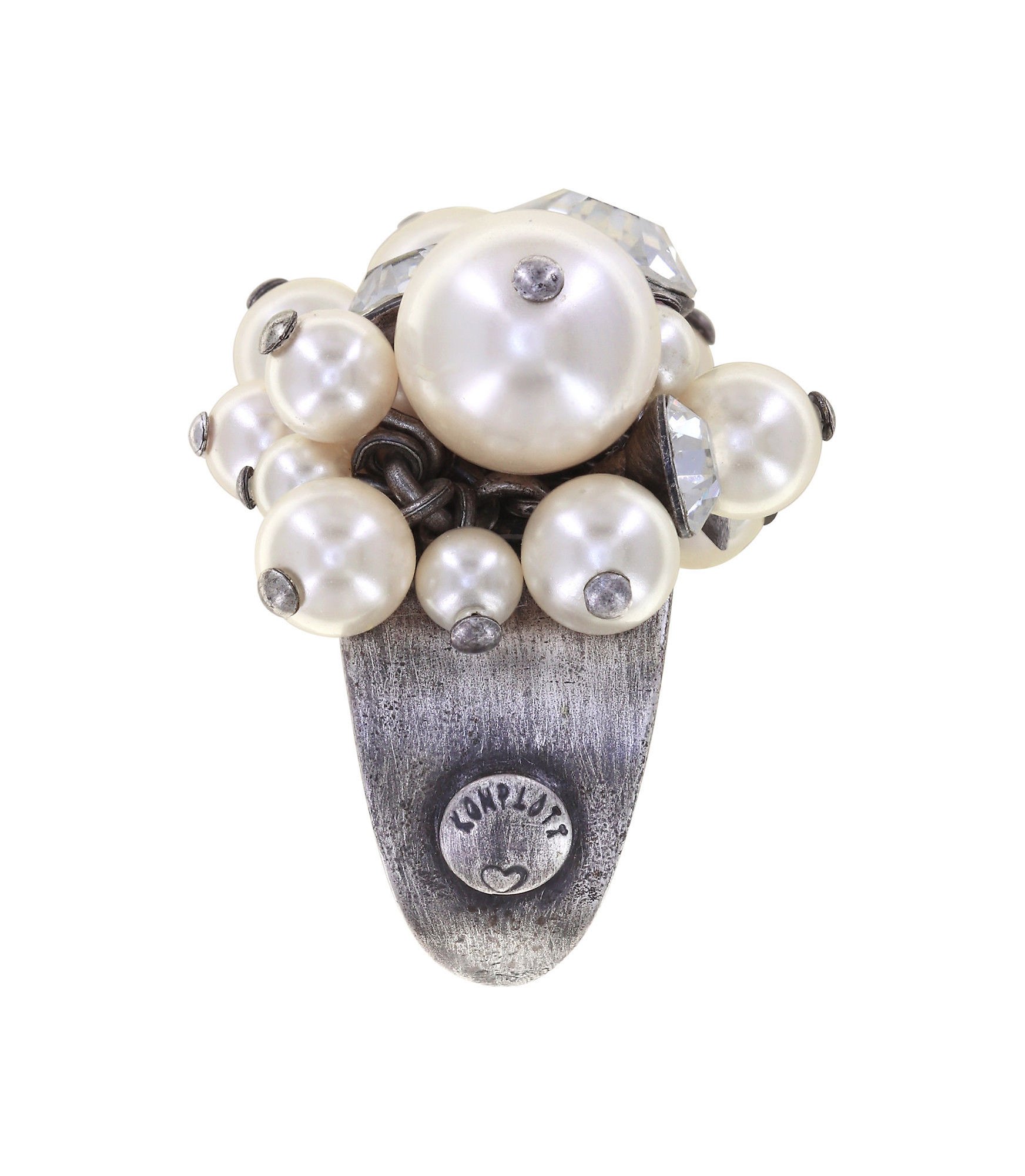 image for Ring Pearl Shadow White crystal 