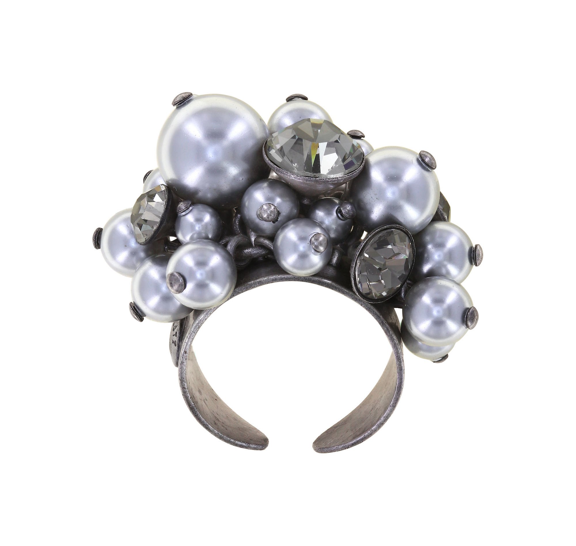 image for Ring Pearl Shadow Grey black diamond 