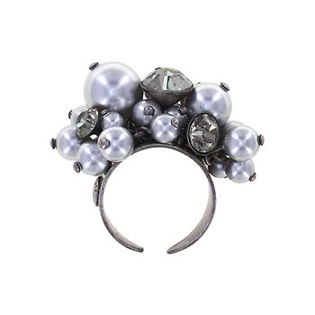 image pour Ring Pearl Shadow grey black diamond 