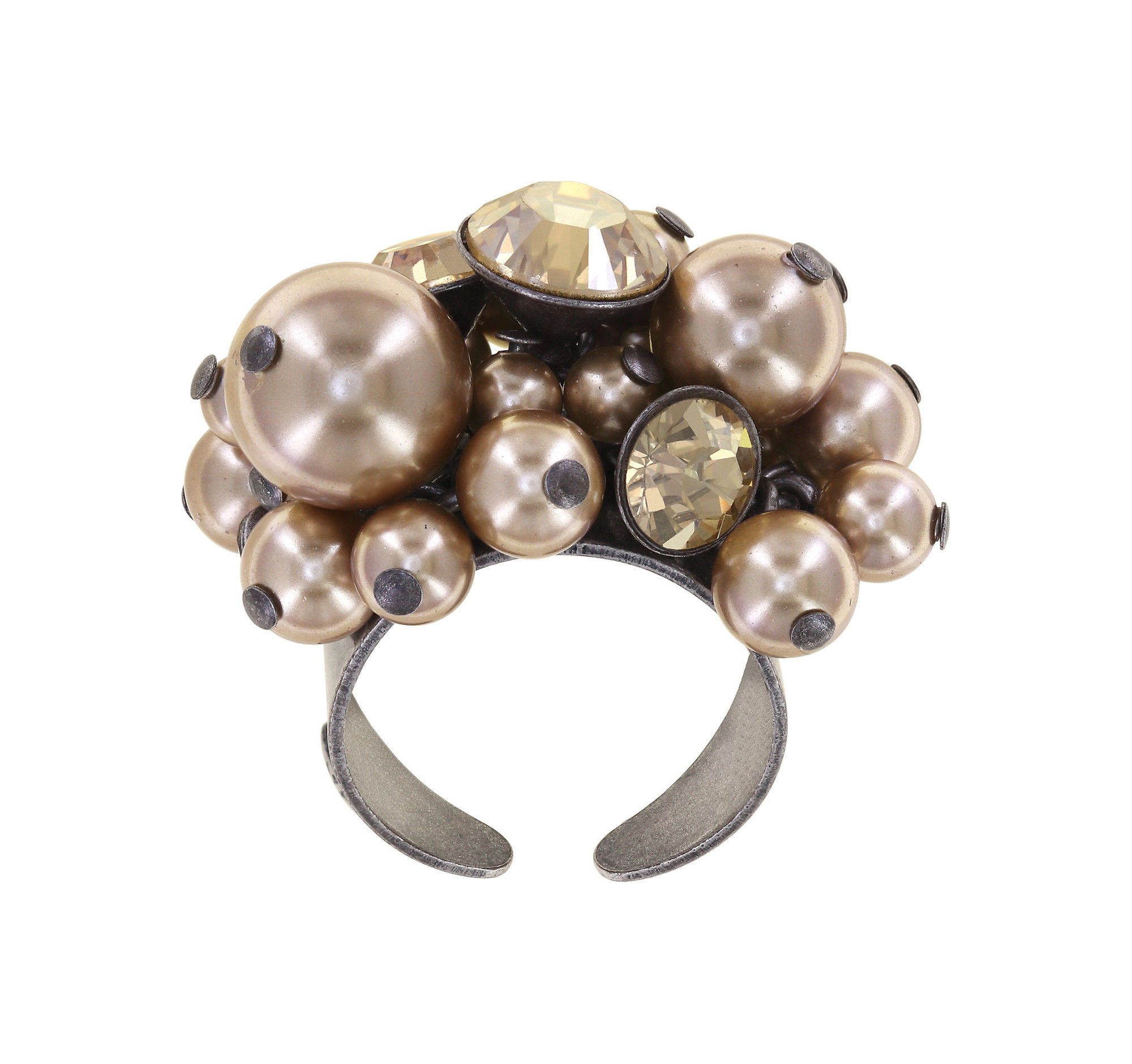 image for Ring Pearl Shadow Beige crystal golden shadow 