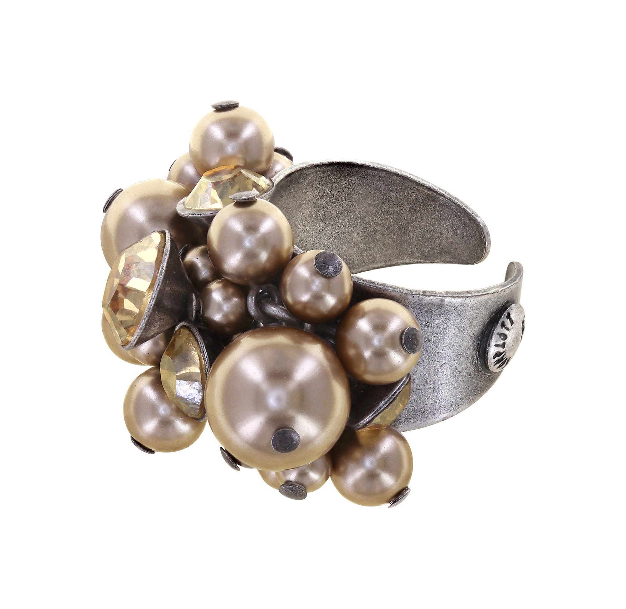 image for Ring Pearl Shadow Beige crystal golden shadow 
