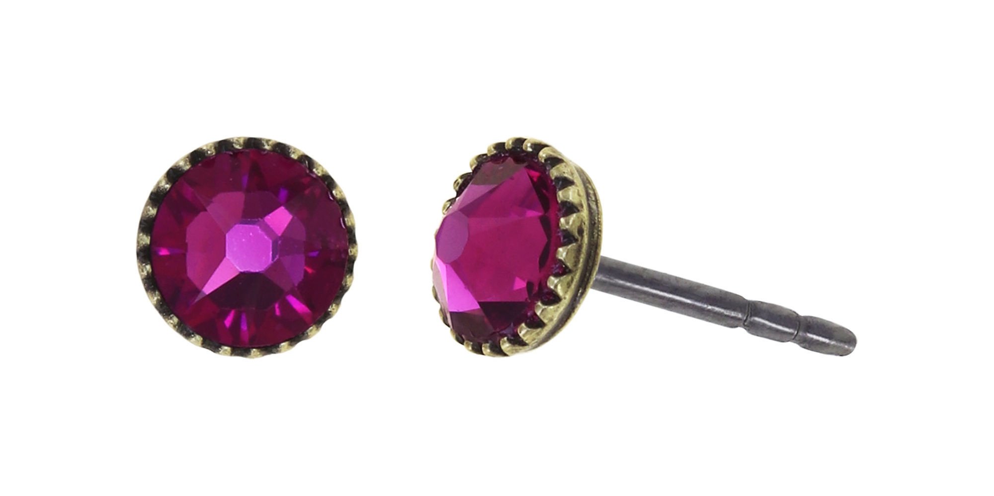 image for Earring Stud-Flat Black Jack Dark Rose fuchsia SS 20