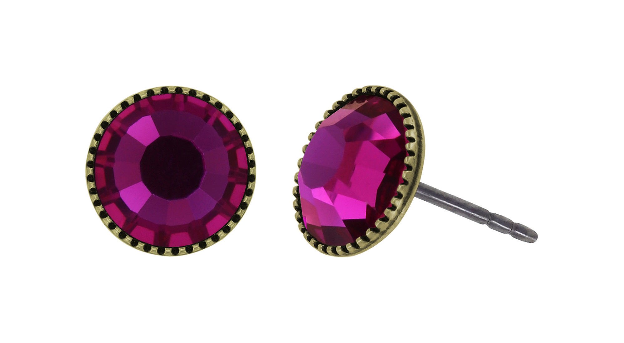 Bild für Ohrstecker flach Black Jack Dunkelrosa Fuchsia SS 34