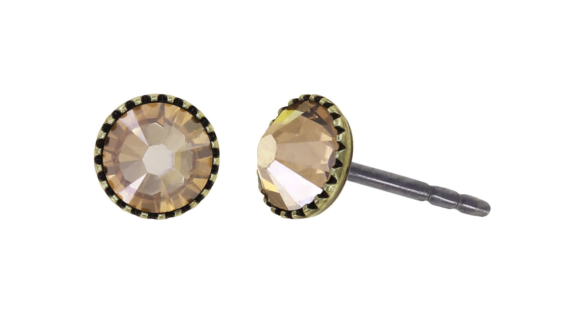 image pour Clou d'oreille plat Black Jack Beige crystal golden shadow SS 20