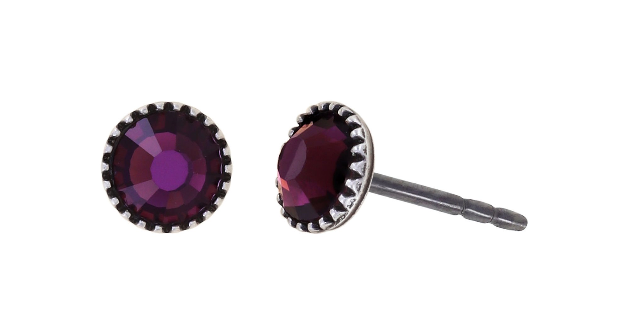 image for Earring Stud-Flat Black Jack Lila amethyst SS 20