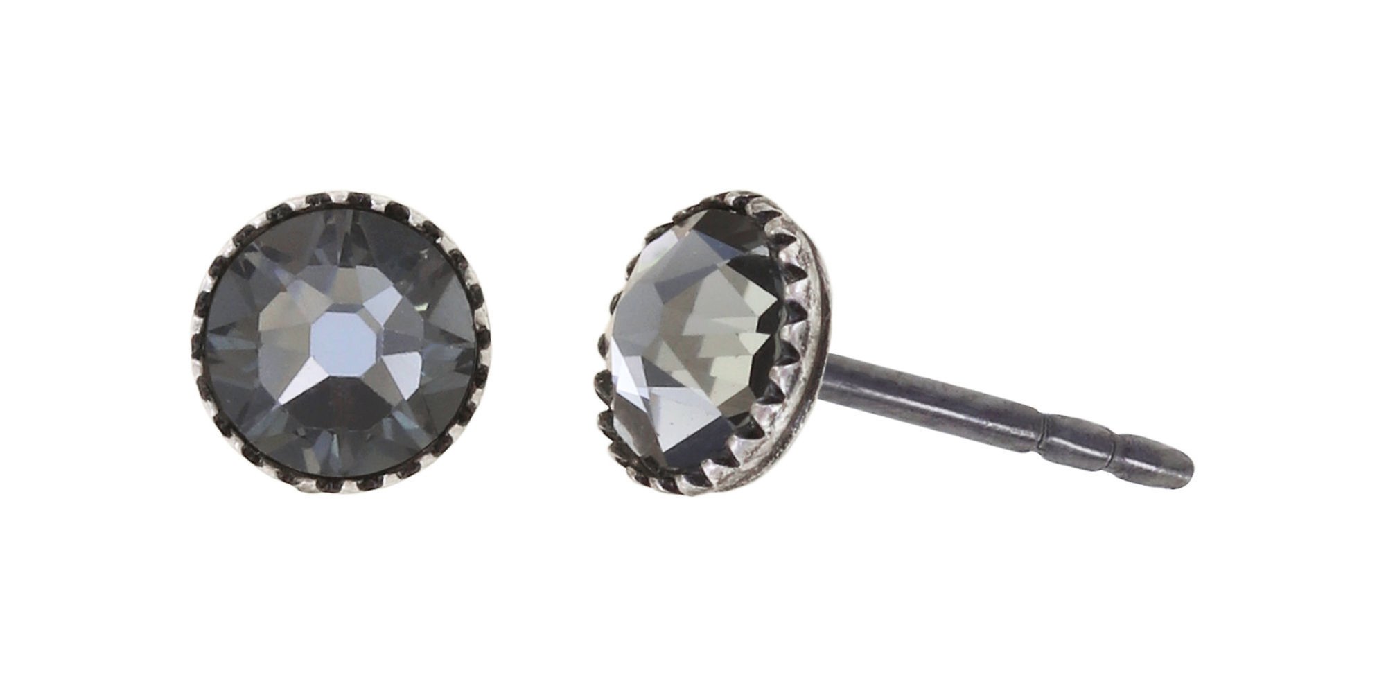 image pour Clou d'oreille plat Black Jack Gris black diamond SS 20