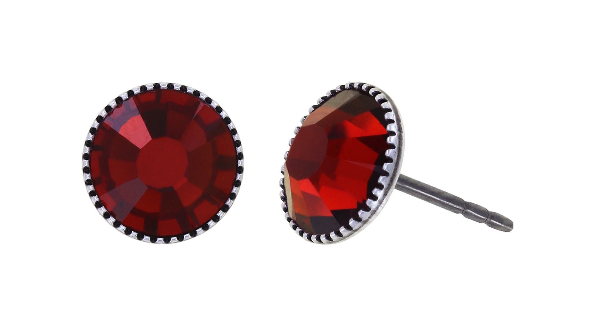 image for Earring stud-flat Black Jack Red red velvet SS 34