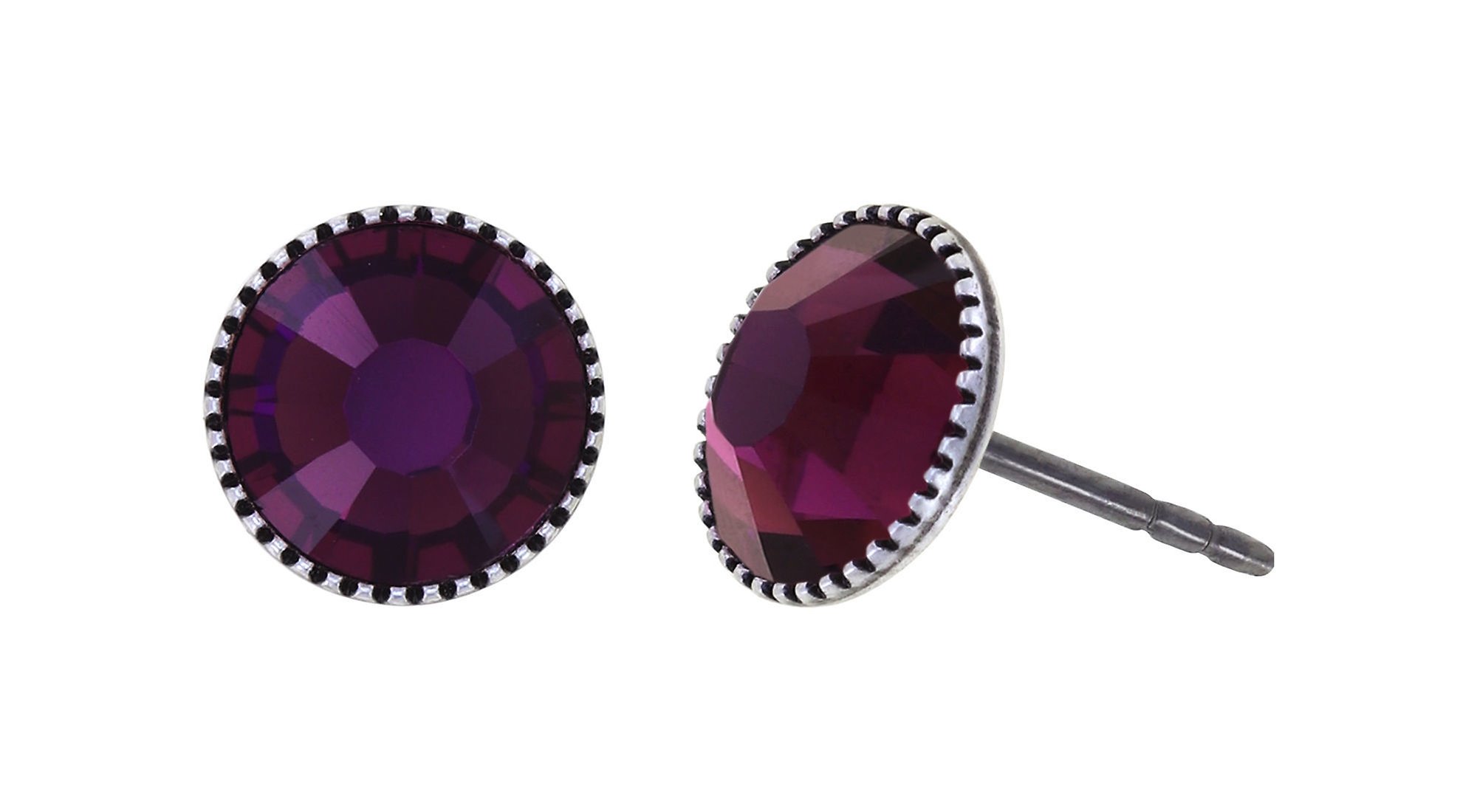 Bild für Ohrstecker flach Black Jack Lila Amethyst SS 34