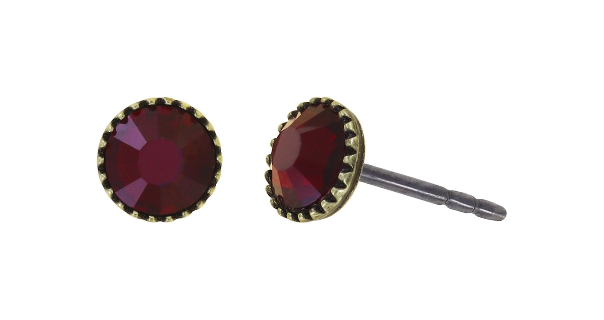 image for Earring Stud-Flat Black Jack Red siam SS 20