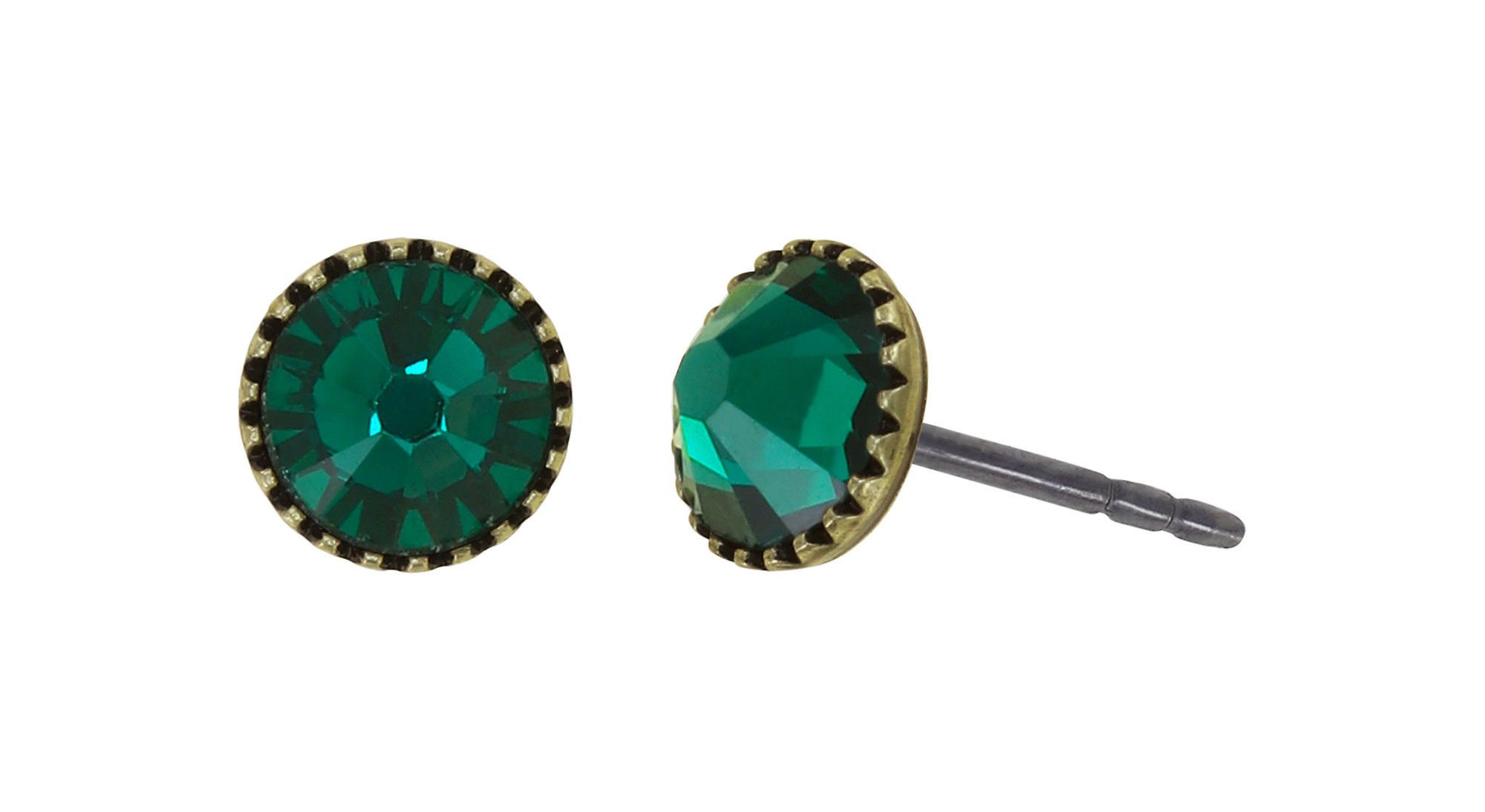 image for Earring Stud-Flat Black Jack Green emerald SS 20