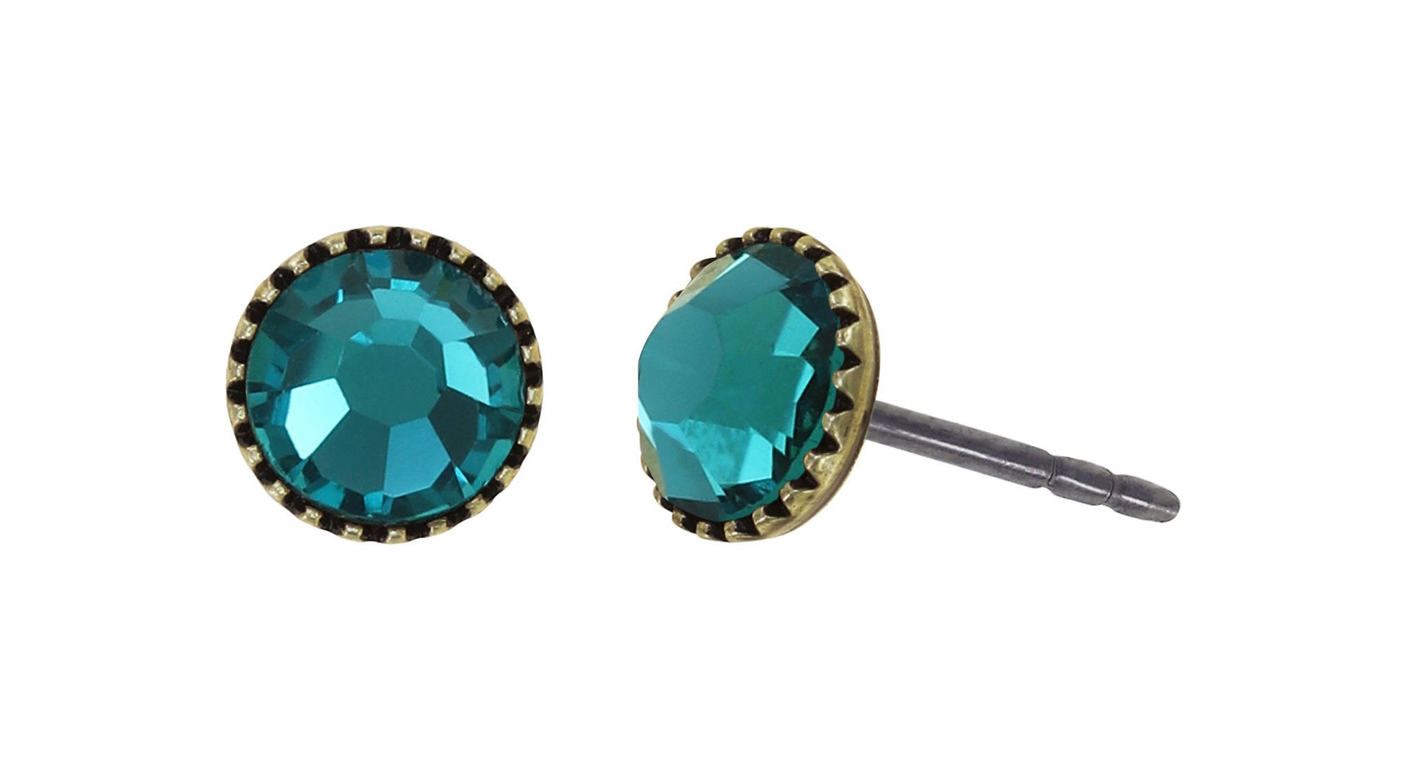 image for Earring Stud-Flat Black Jack Green blue zircon SS 20