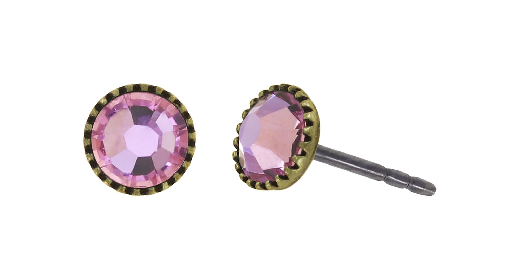 image for Earring Stud-Flat Black Jack Pink light rose SS 20