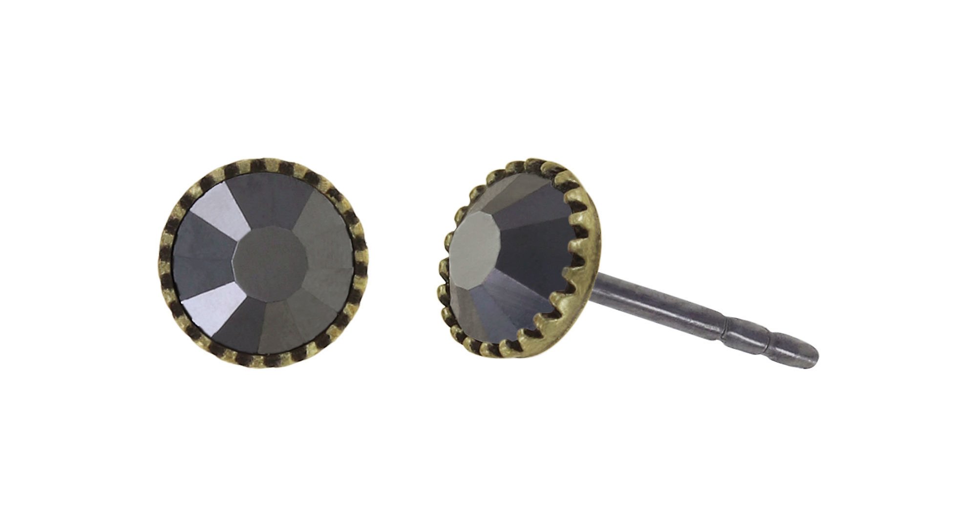 image pour Clou d'oreille plat Black Jack Noir jet hematite SS 20