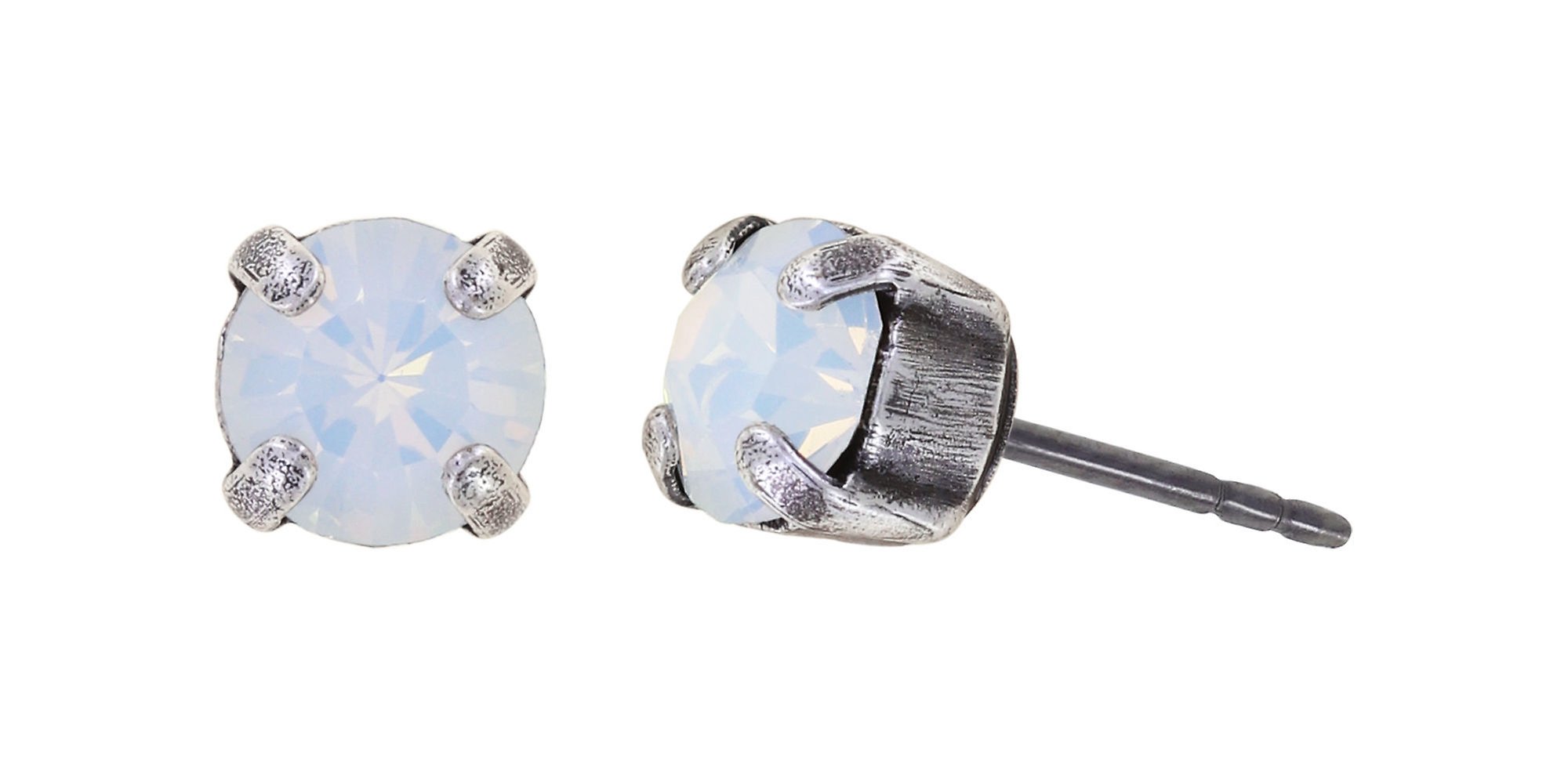 image pour Clou d'oreille Black Jack Blanc white opal SS 29