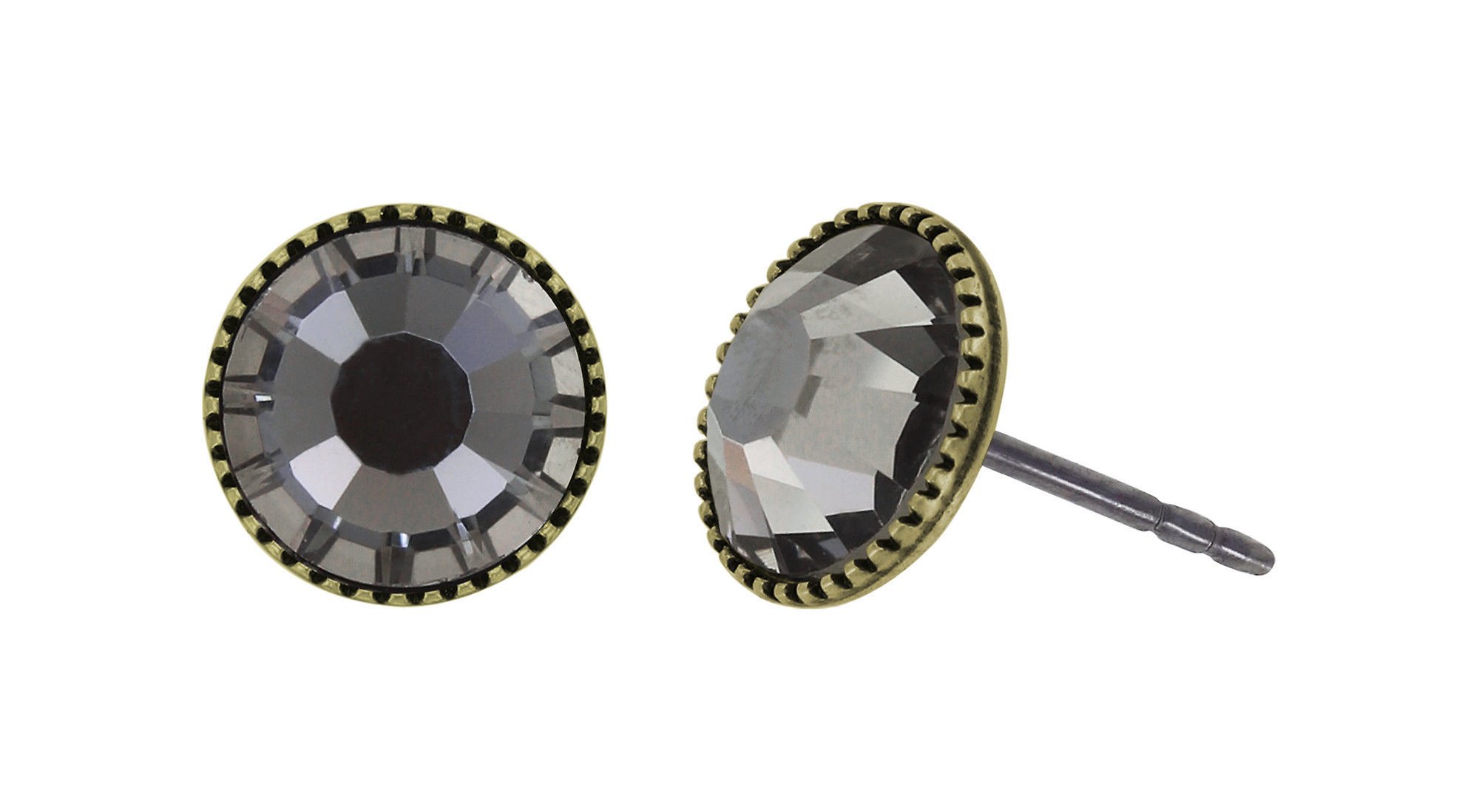 image pour Clou d'oreille plat Black Jack Gris black diamond SS 34