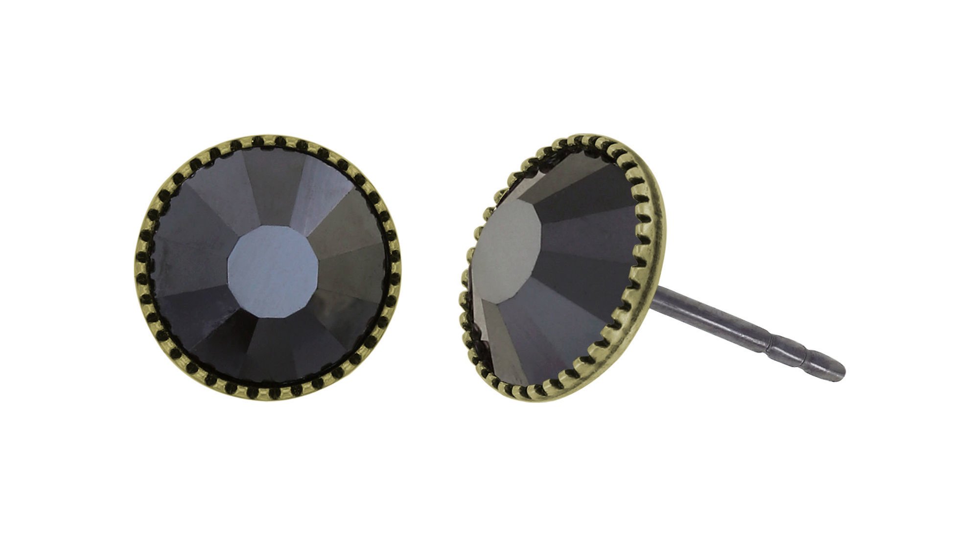 Bild für Ohrstecker flach Black Jack Schwarz Jet hematit SS 34