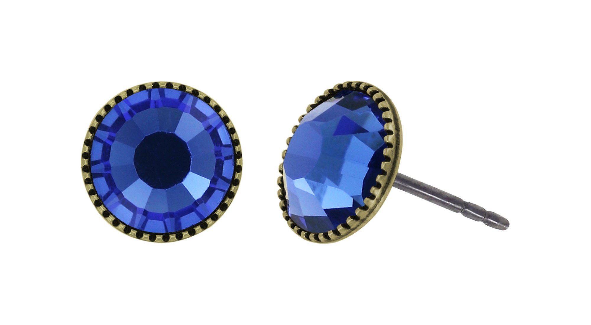 image for Earring Stud-Flat Black Jack Blue sapphire SS 34