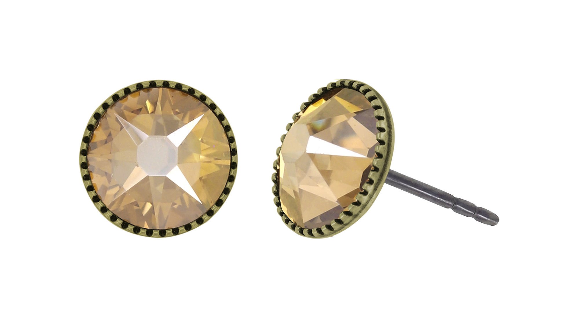 Bild für Ohrstecker flach Black Jack Beige Kristall goldener Schatten SS 34