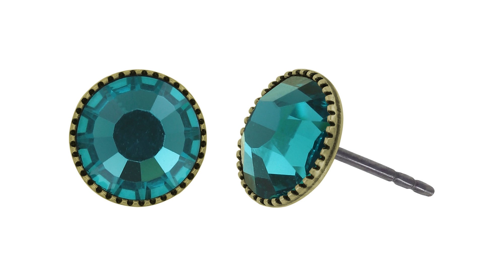 image pour Clou d'oreille plat Black Jack Vert blue zircon SS 34