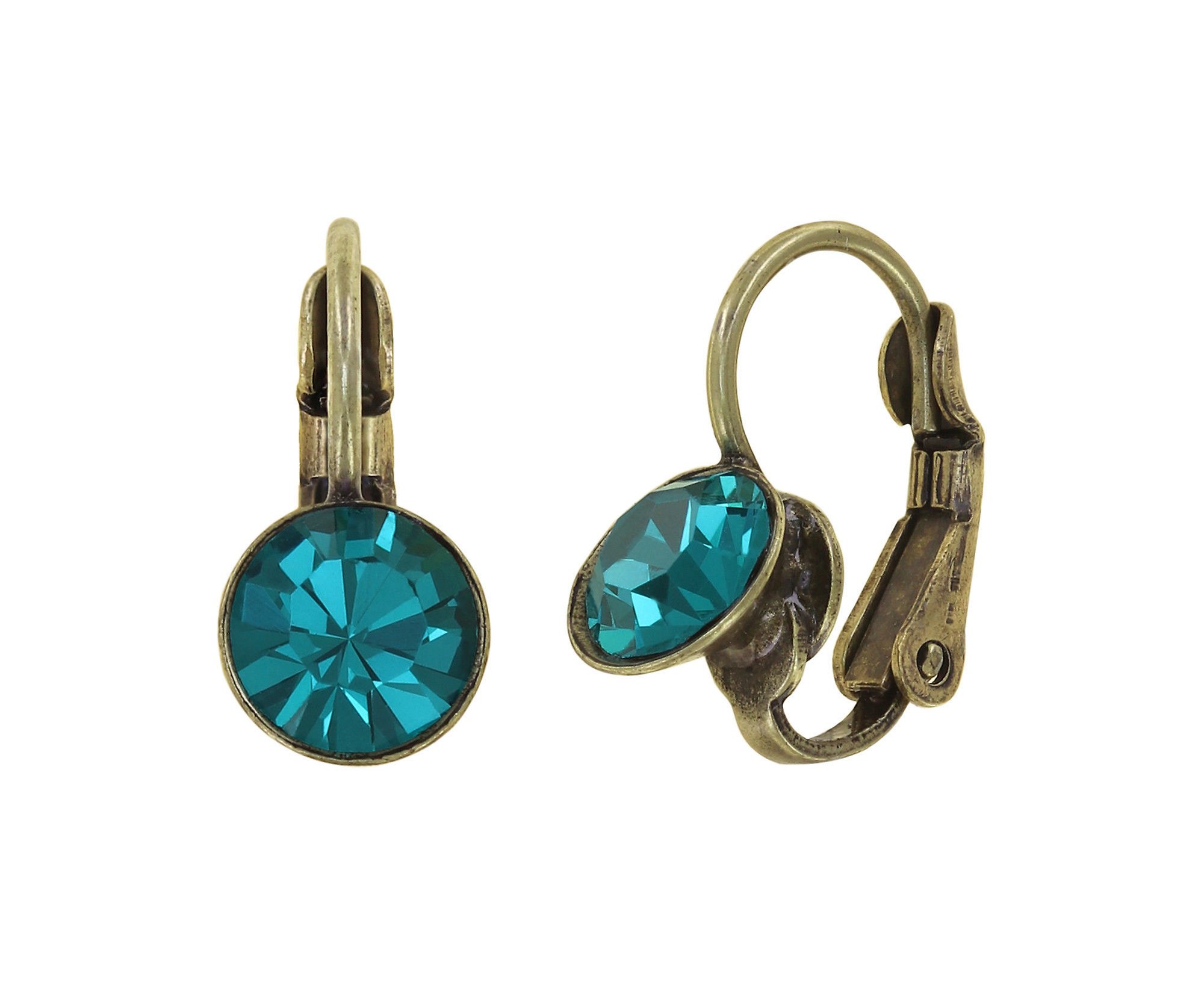 image for Earring Eurowire Black Jack Green blue zircon SS 29