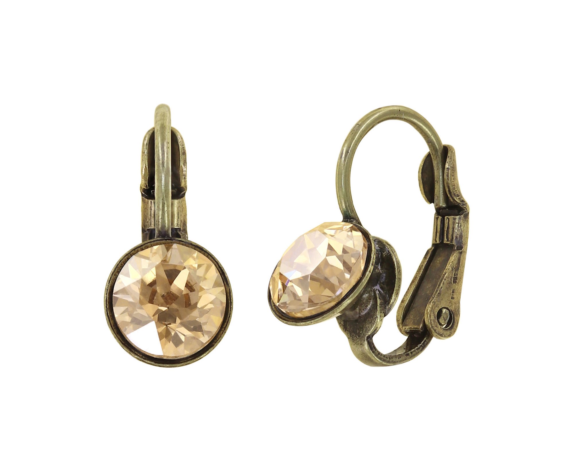 image for Earring Eurowire Black Jack Beige crystal golden shadow SS 29