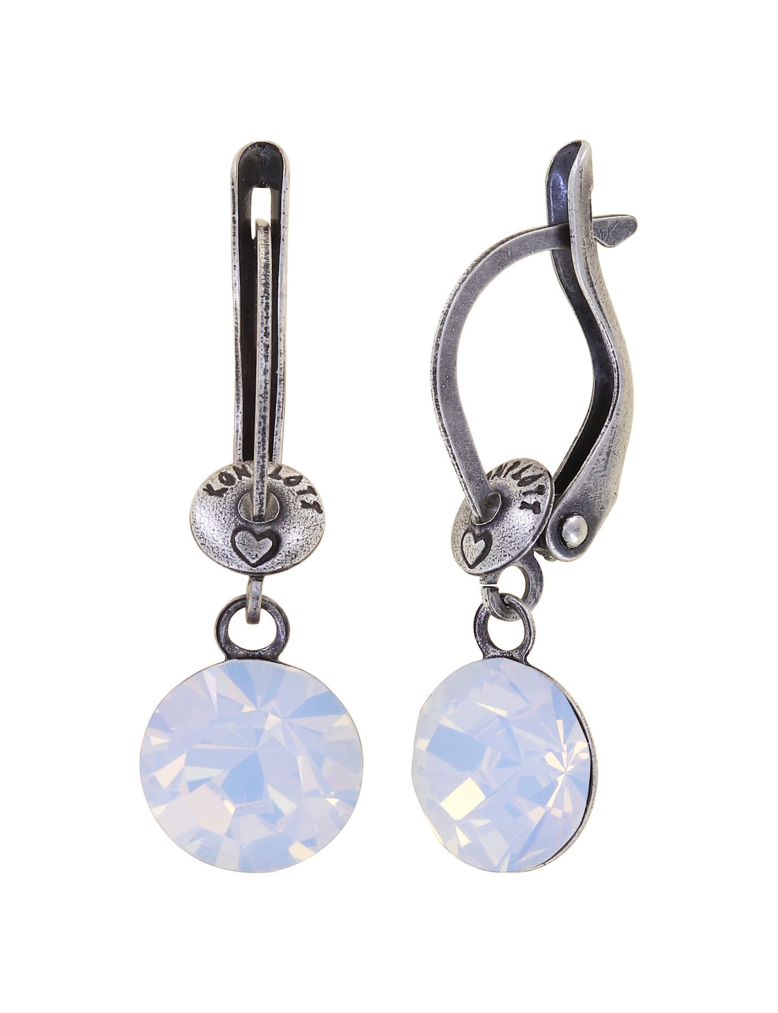 image for Earring dangling Black Jack White white opal SS 39