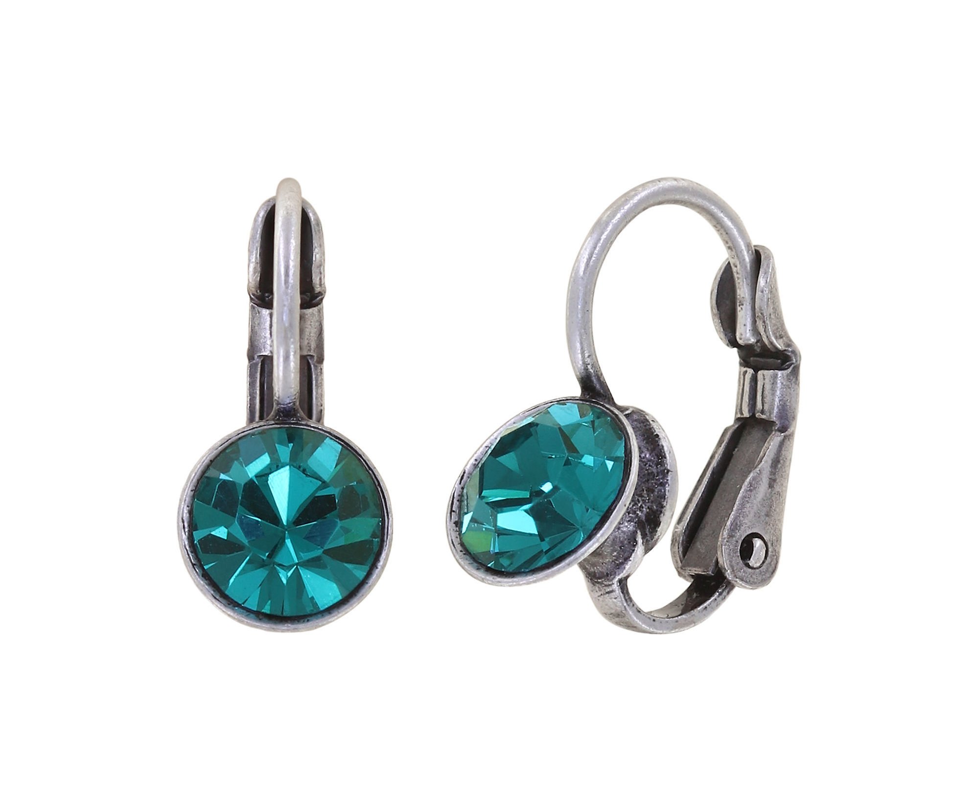 image for Earring Eurowire Black Jack Green blue zircon SS 29