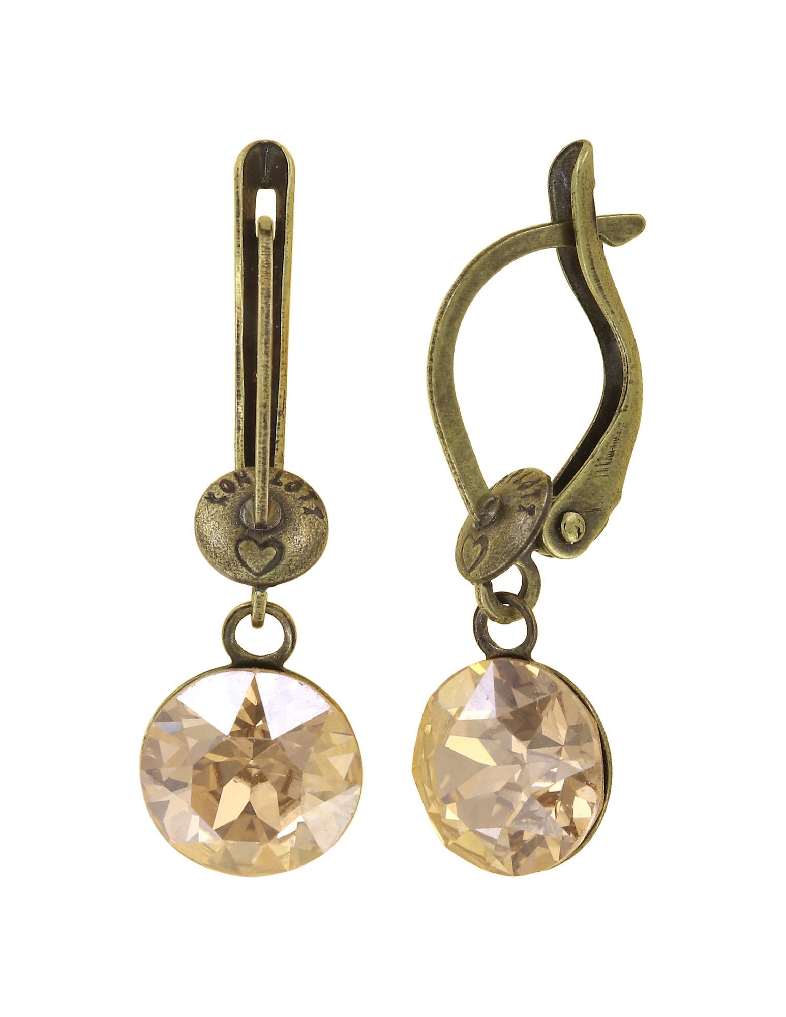 Kép Earring dangling Black Jack Beige crystal golden shadow SS 39