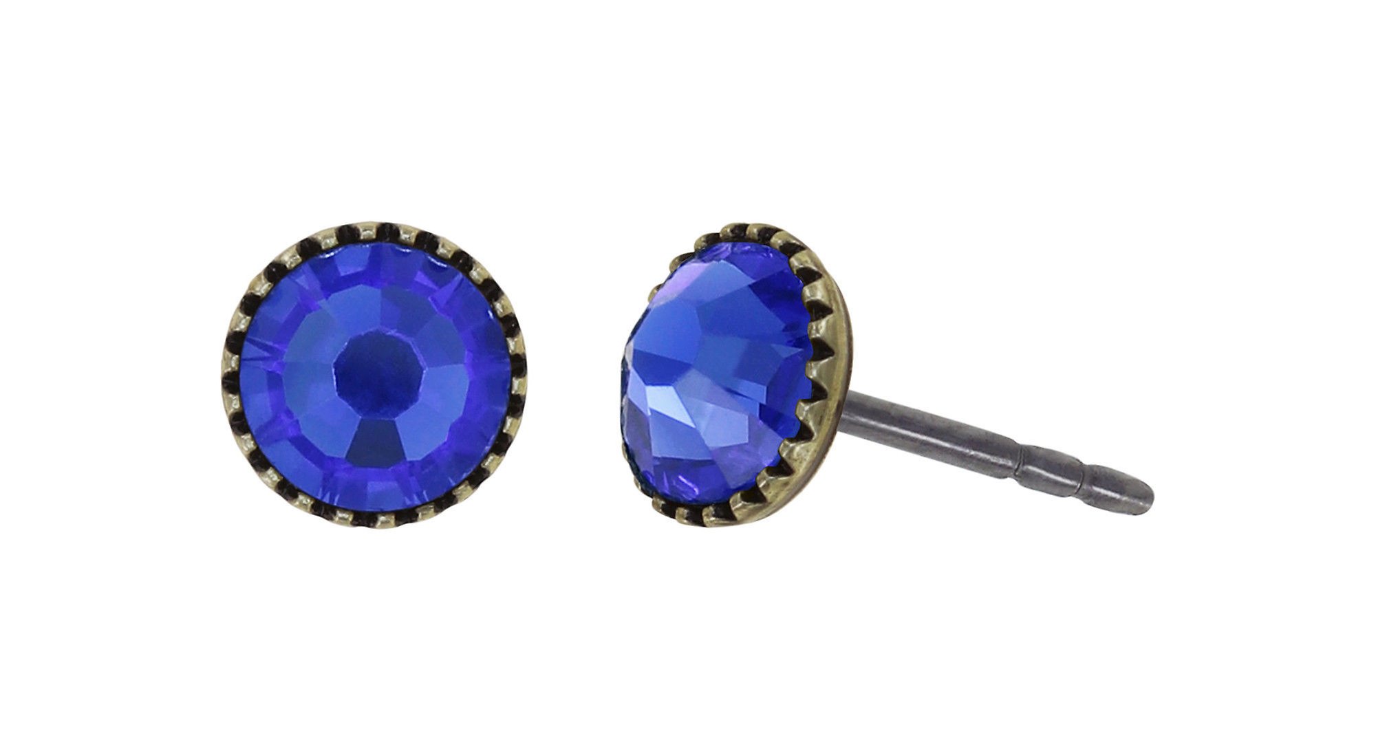 image for Earring Stud-Flat Black Jack Blue sapphire SS 20