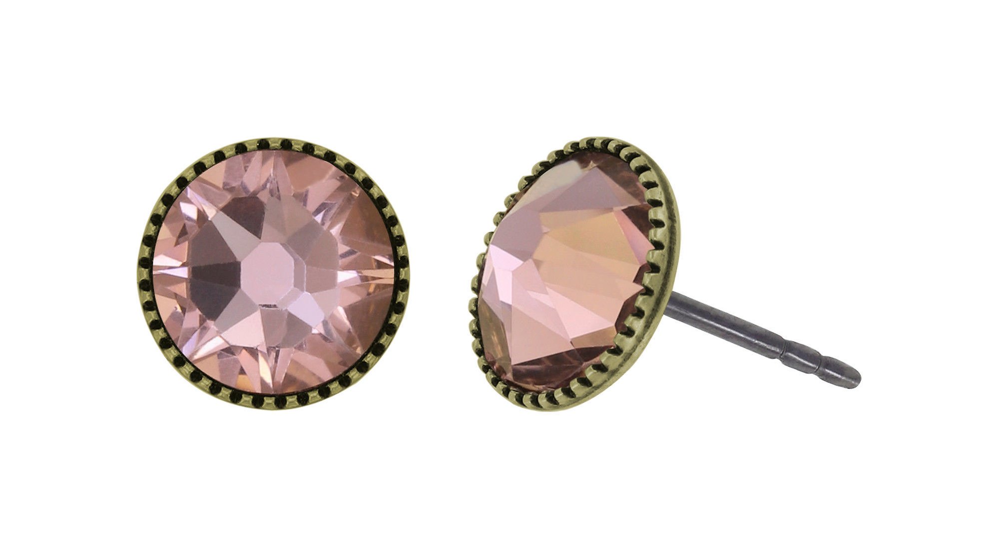 image for Earring Stud-Flat Black Jack Pink vintage rose SS 34