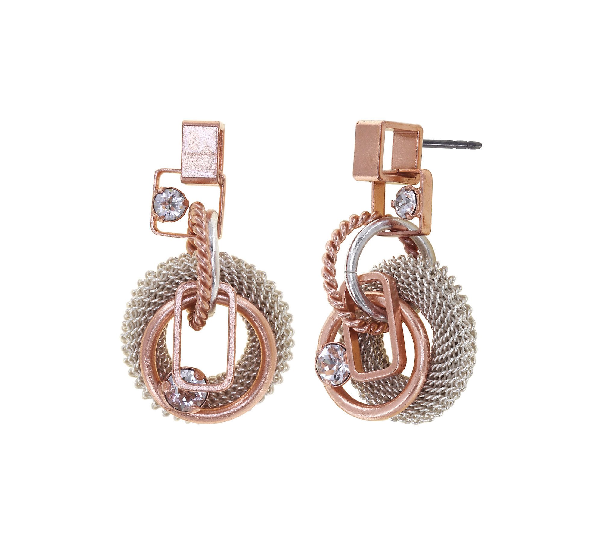 Bild für Ohrstecker baumelnd Rings in Concert Silber / Kupfer  