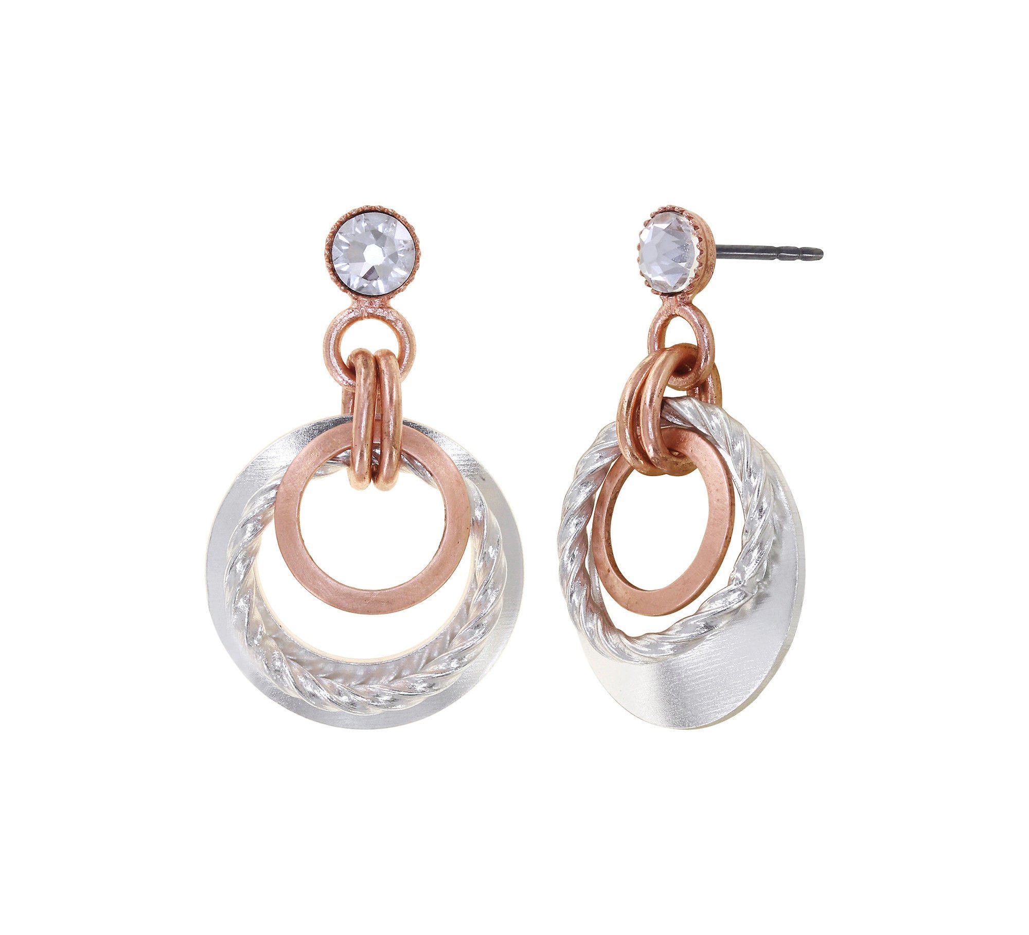 Bild für Ohrstecker baumelnd Rings in Concert Silber / Kupfer  