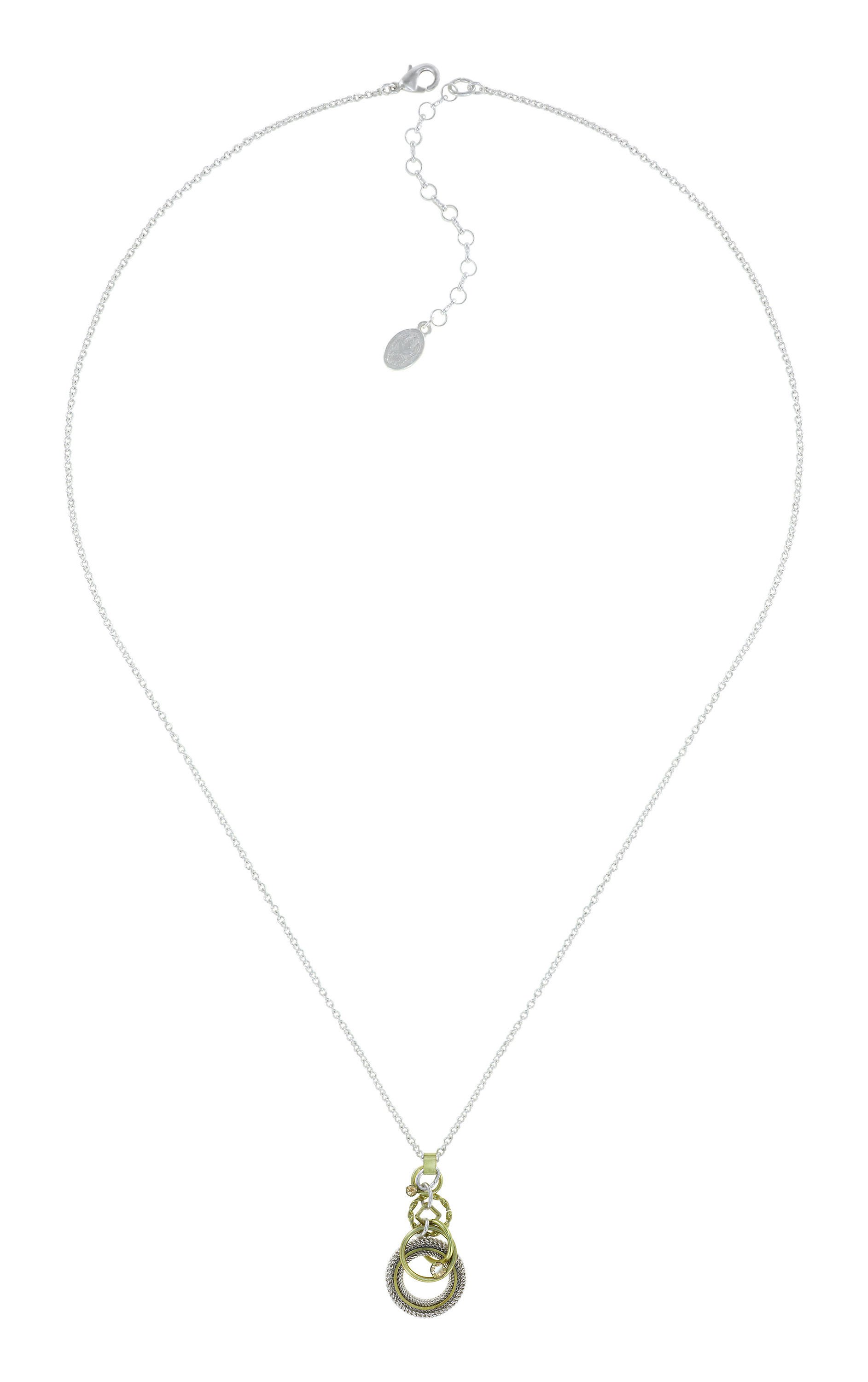 image for Necklace Pendant (Long) Rings in Concert Silver / Brass  
