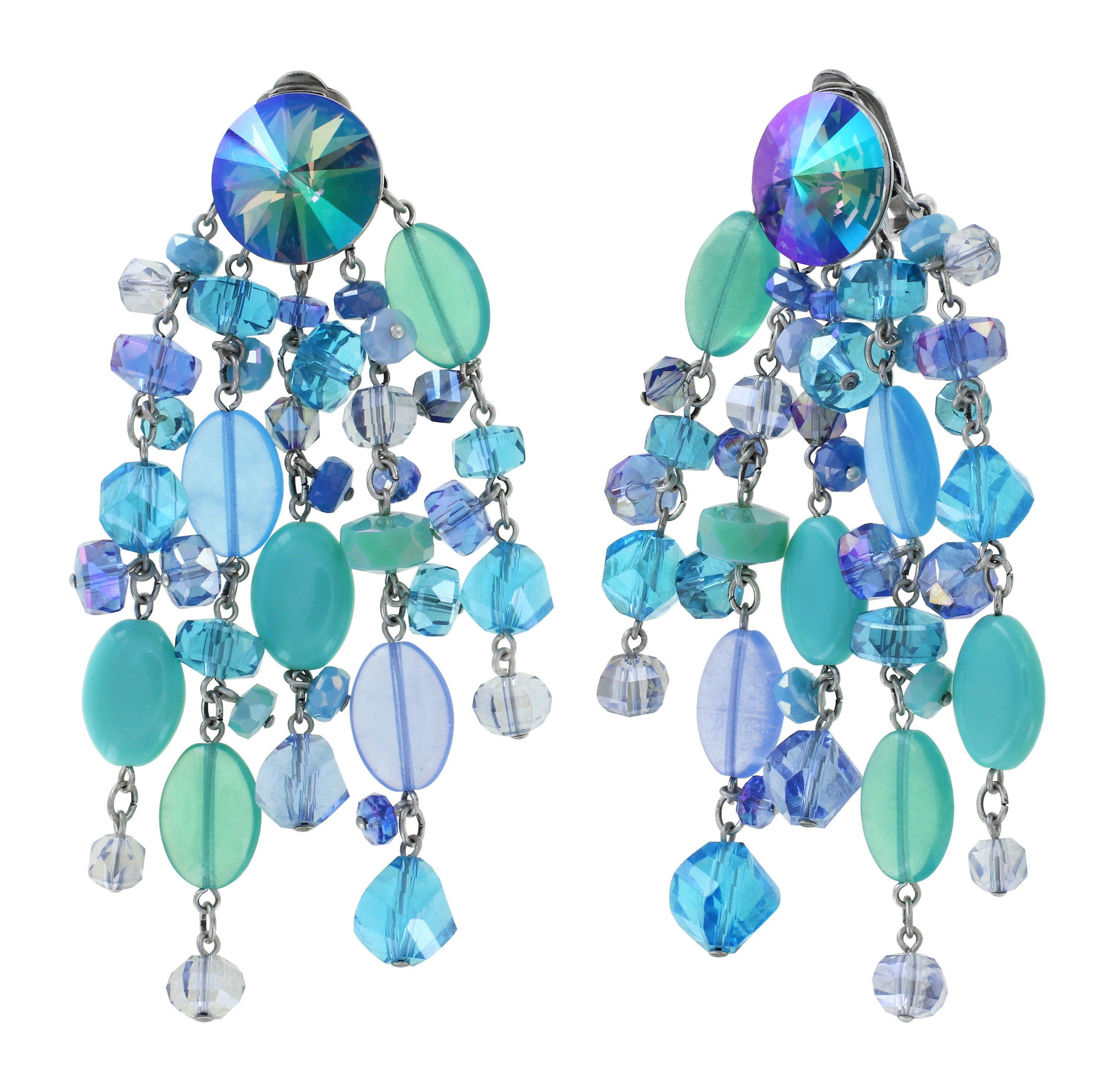 image for Earring clip dangling Jelly Flow Blue  