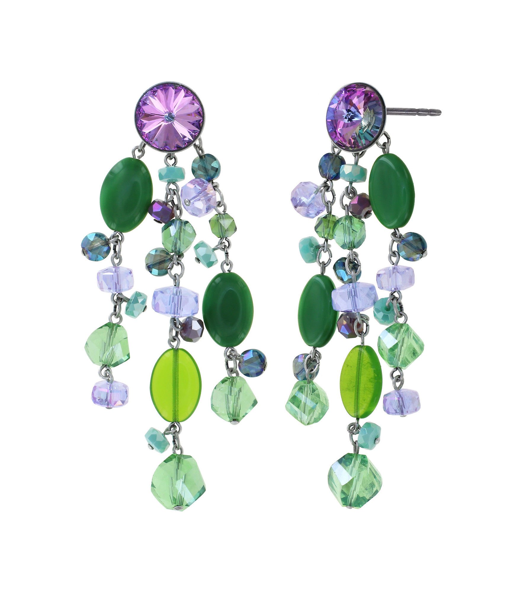 image for Earring Stud Dangling Jelly Flow Green / Lila  