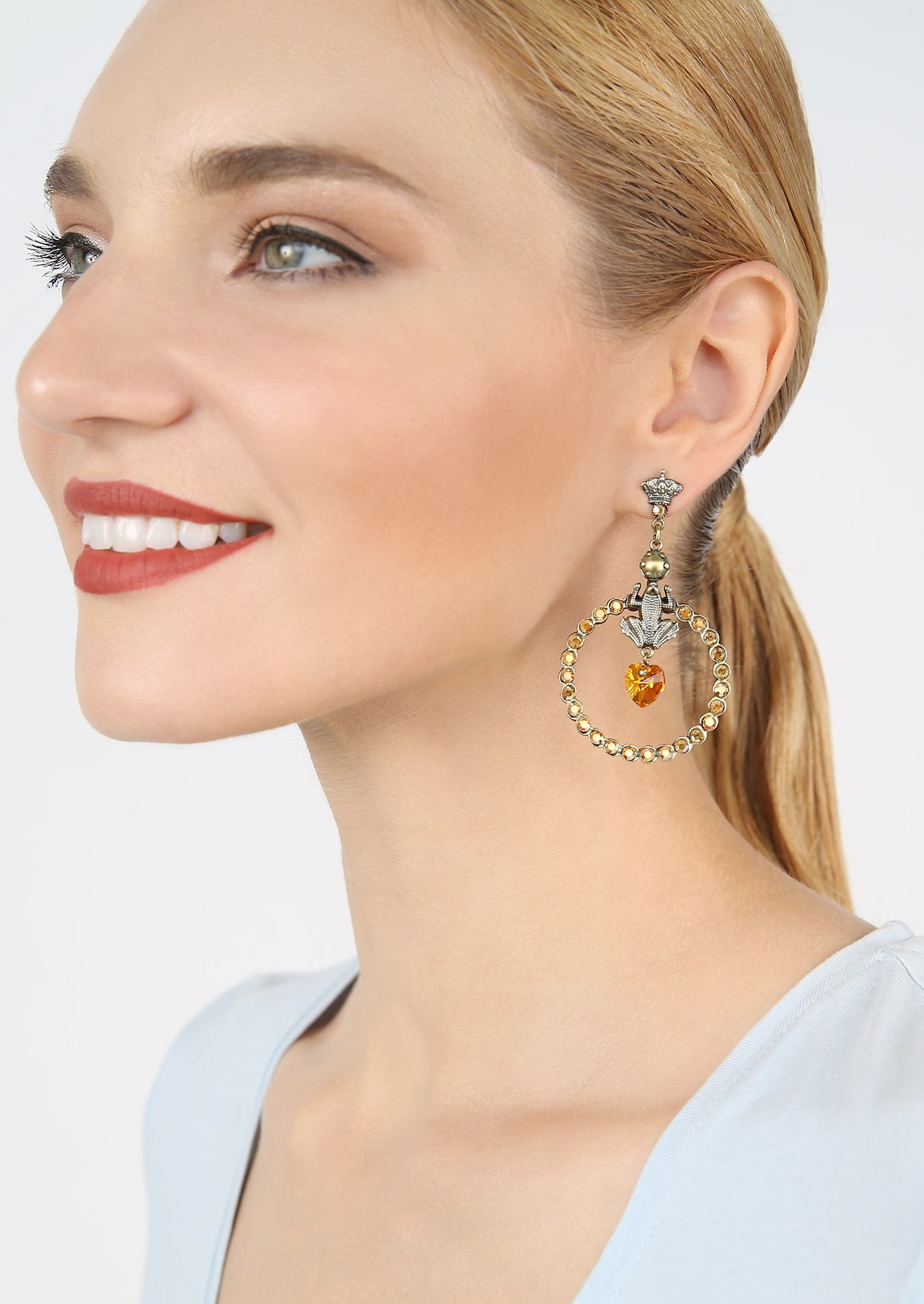 image pour Clou d'oreille pendant Little Frog Prince Jaune  