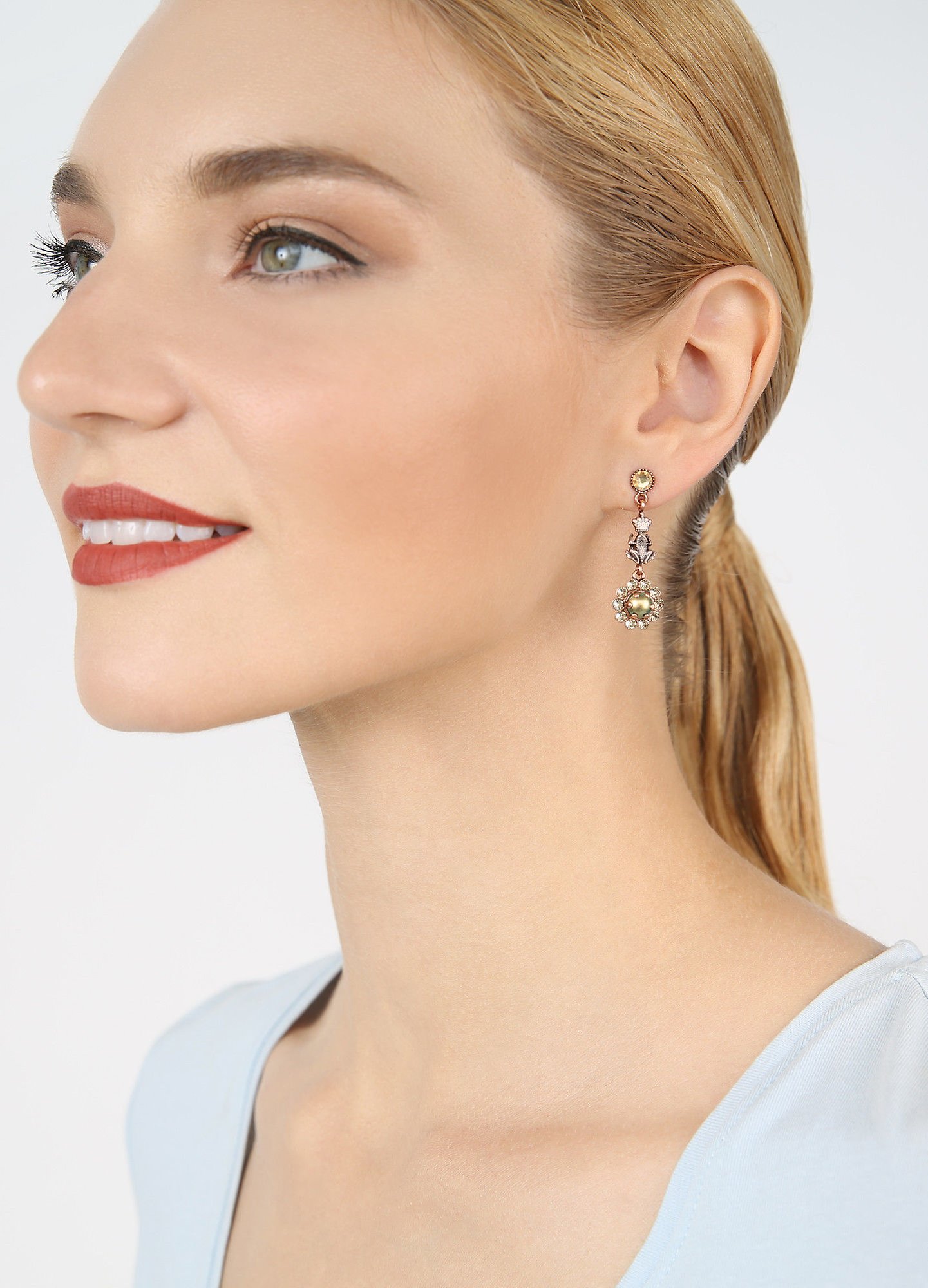 Bild für Ohrstecker baumelnd Little Frog Prince Braun / Grün  