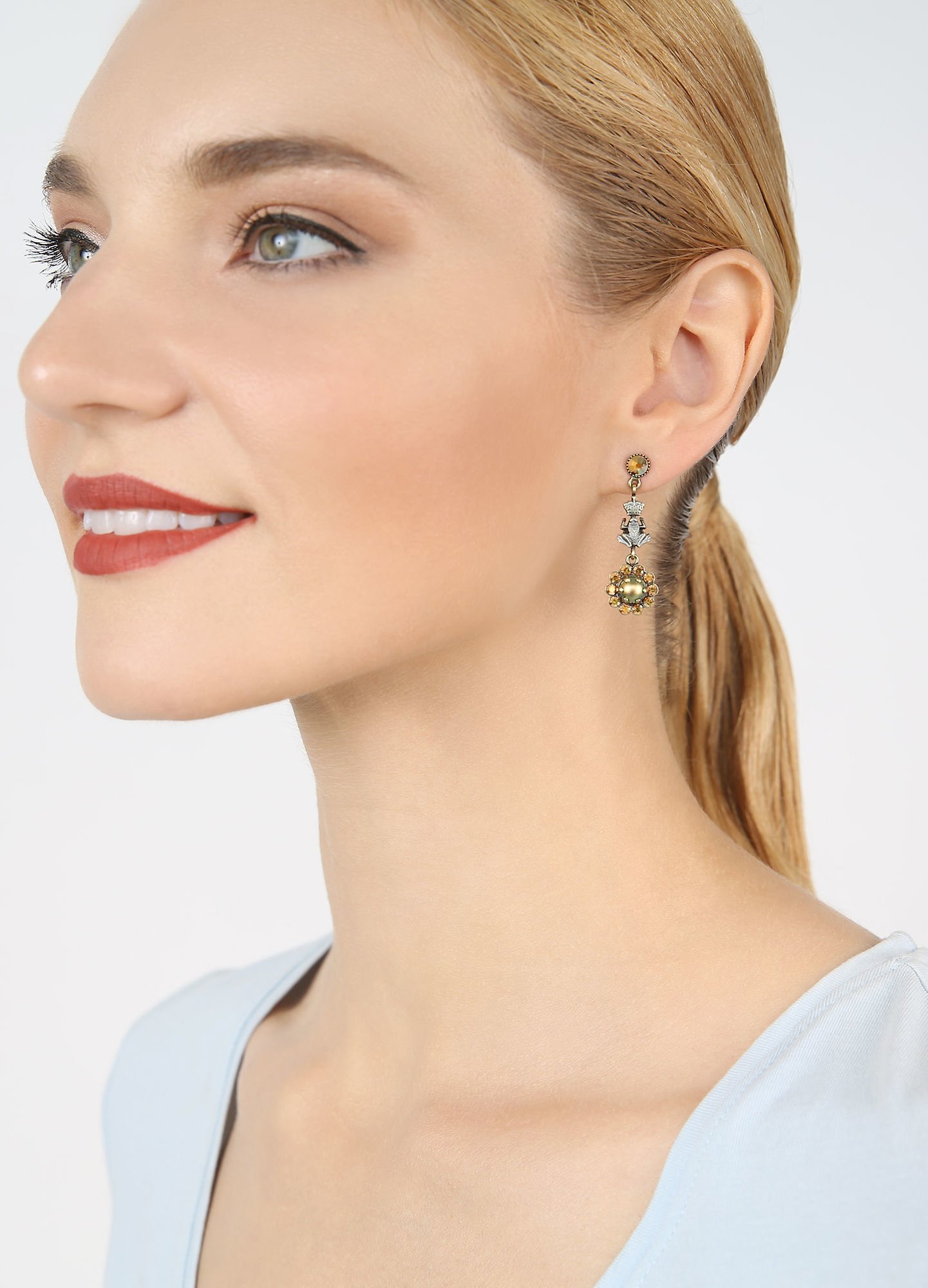 image for Earring Stud Dangling Little Frog Prince Yellow  