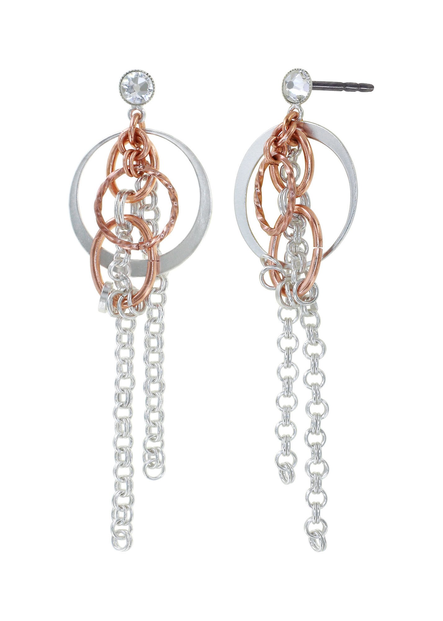 image pour Clou d'oreille pendant Rings in Concert Argent / Cuivre  