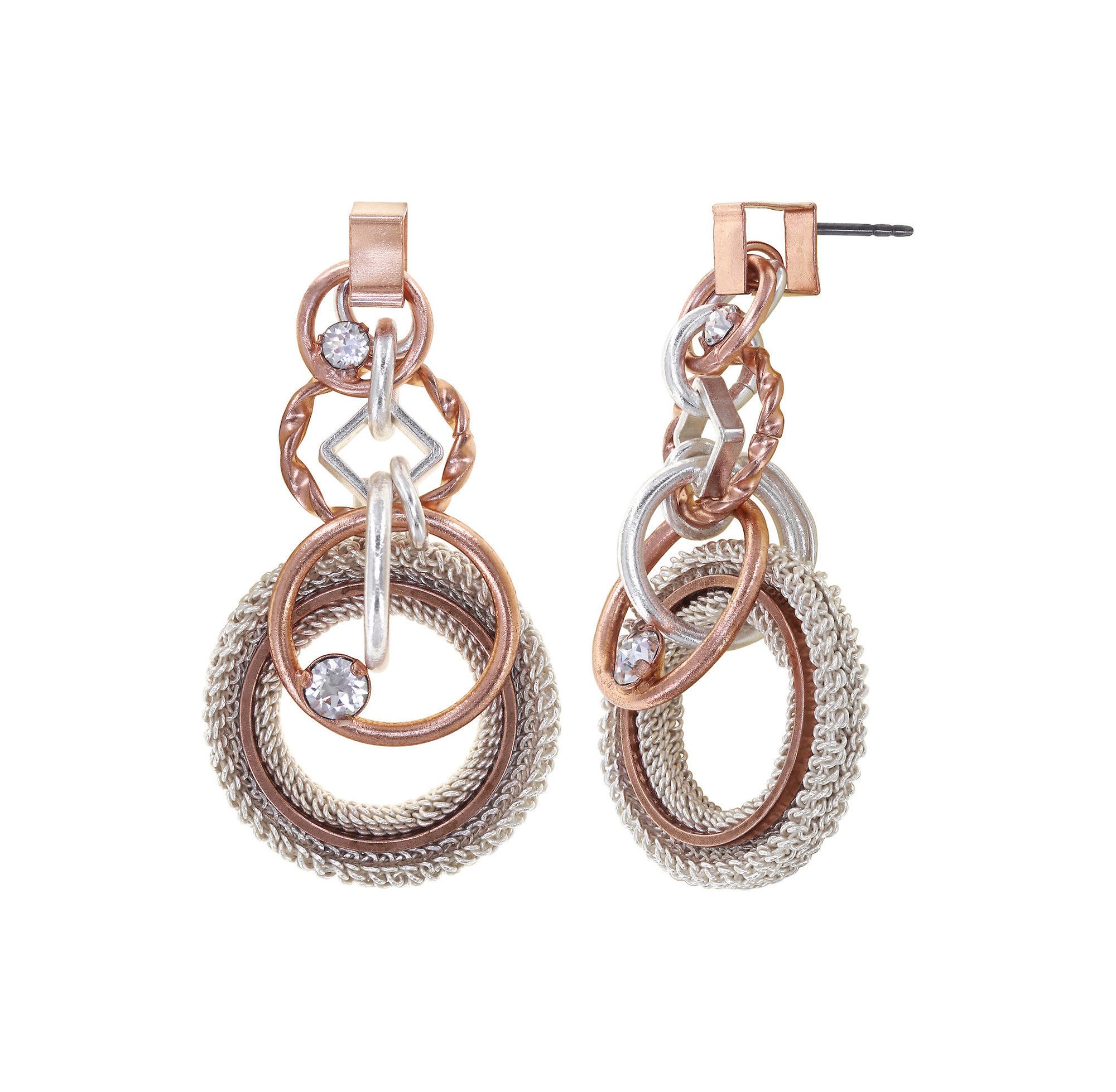 Kép Earring stud dangling Rings in Concert Silver / Copper  
